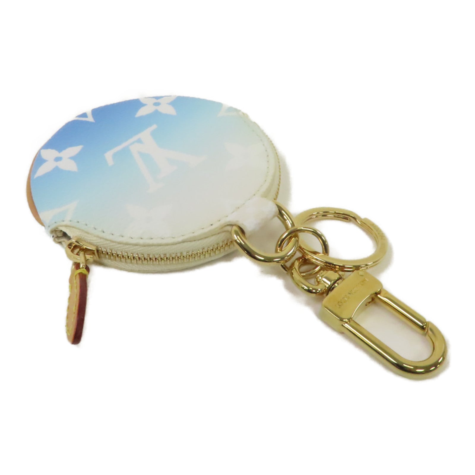 LOUIS VUITTON 【激減優惠】By The Pool Porte cles Illustre Key Holder金扣鎖匙扣白色/淺藍色