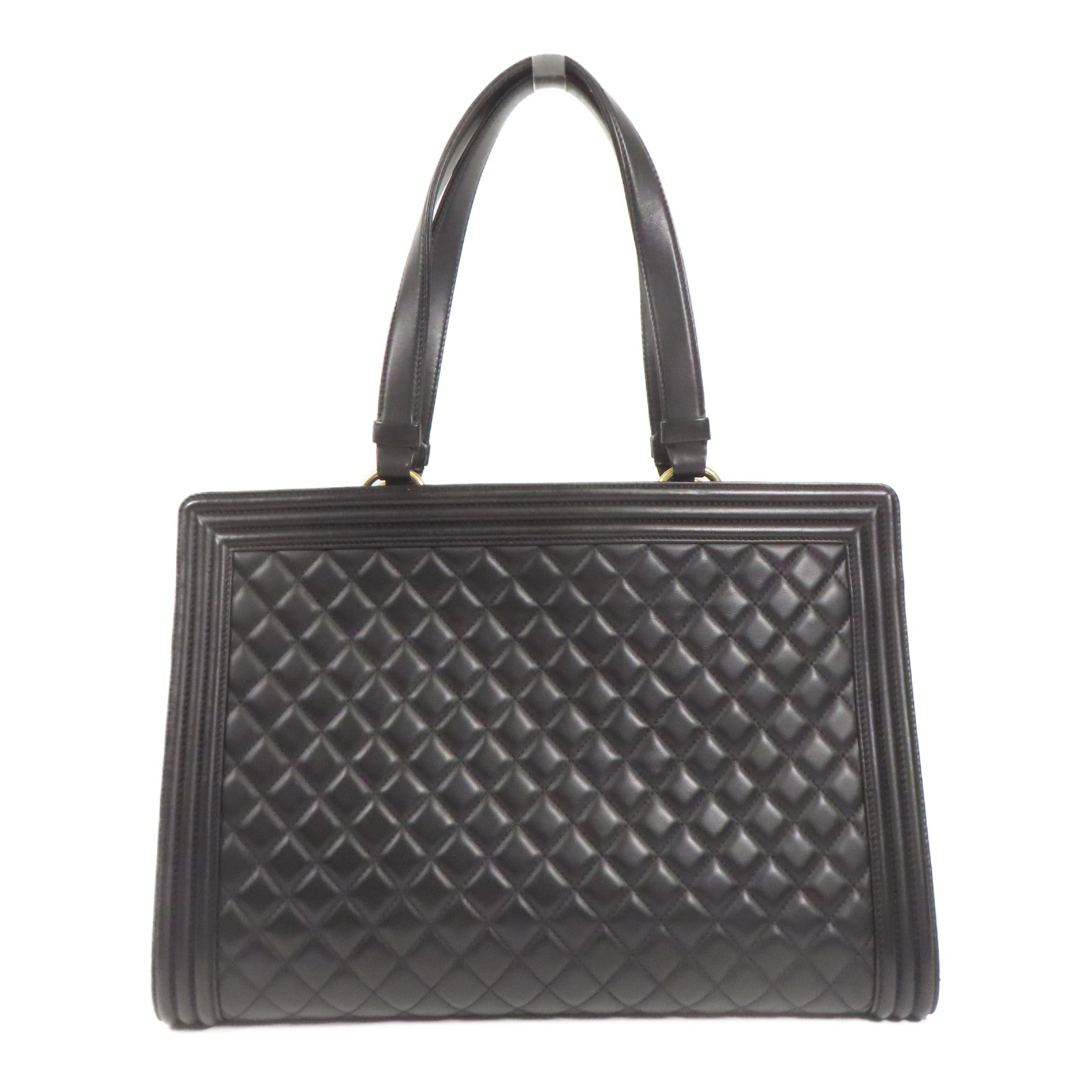 CHANEL CC GHW Boy Chanel Tote Bag Lambskin Leather Black
