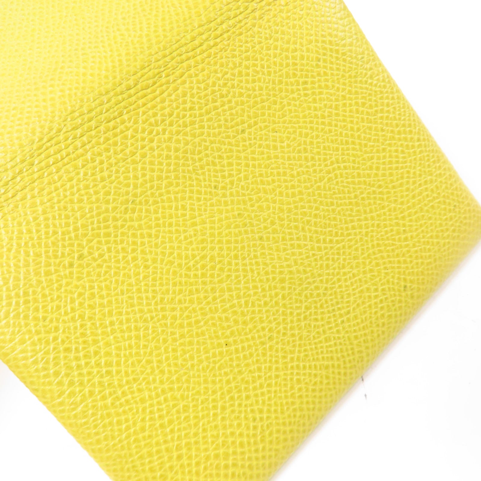 HERMES Epsom皮革Calvi Duo Compact銀扣卡片套Cumin茴香黃