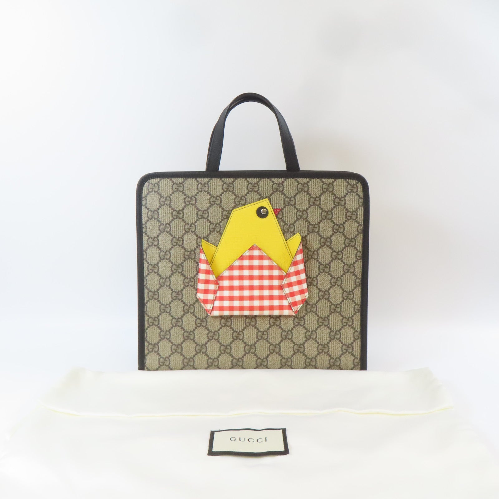 GUCCI 塗層帆布Hand Bag銀扣手挽袋啡色