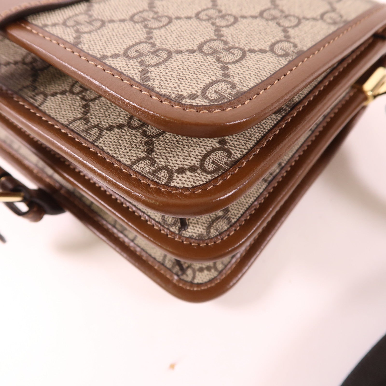 GUCCI GG GHW Shoulder Bag 67620.525040 PVC Coated Canvas Brown