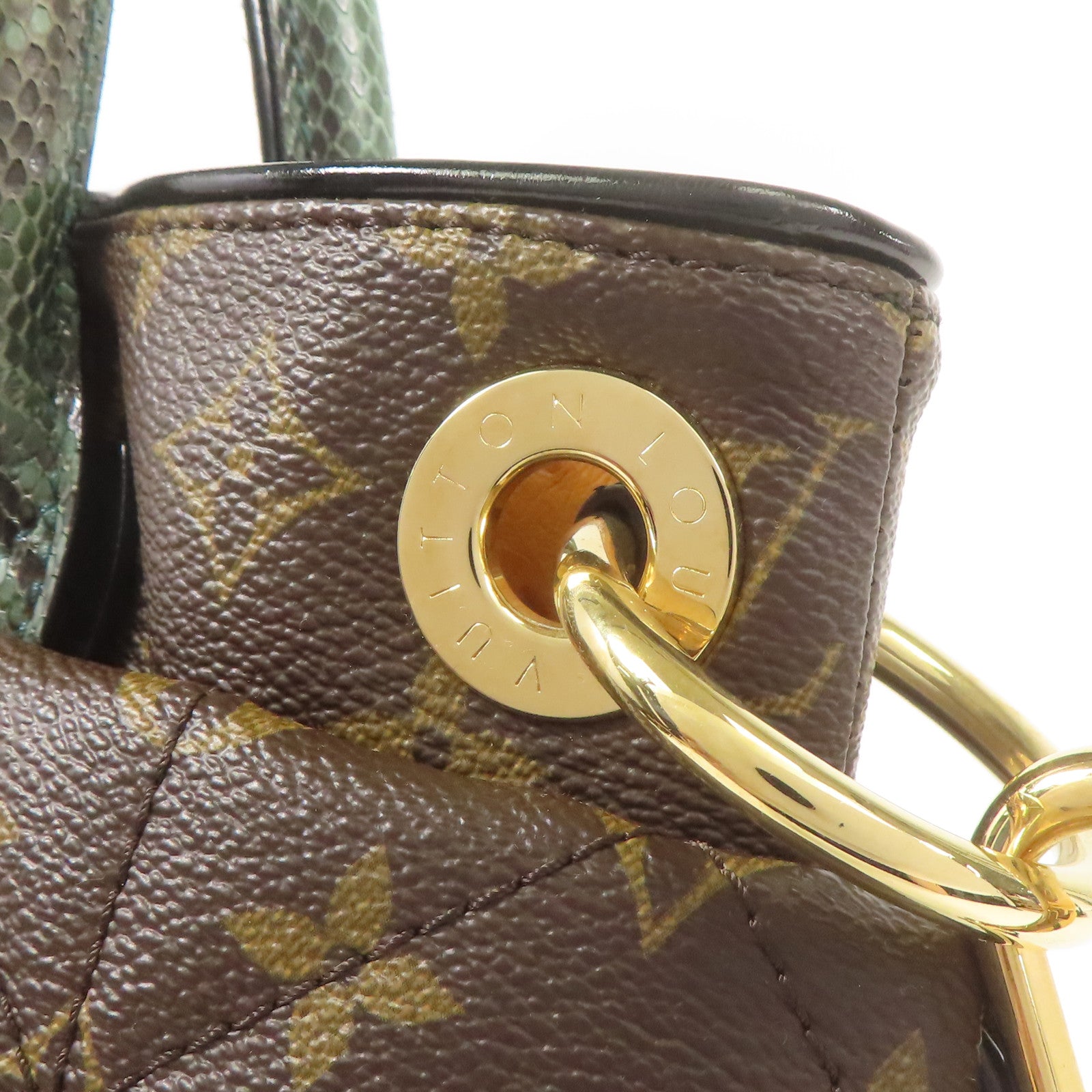LOUIS VUITTON Monogram/鴕鳥/蛇皮皮革Etoile Exotique Limited Edition金扣手挽肩背兩用袋