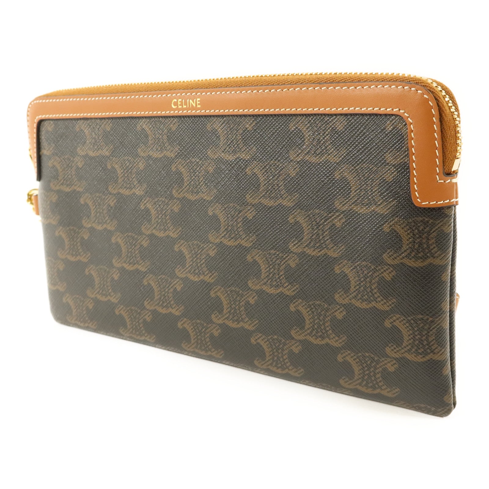 CELINE 塗層帆布Pouch金扣小袋