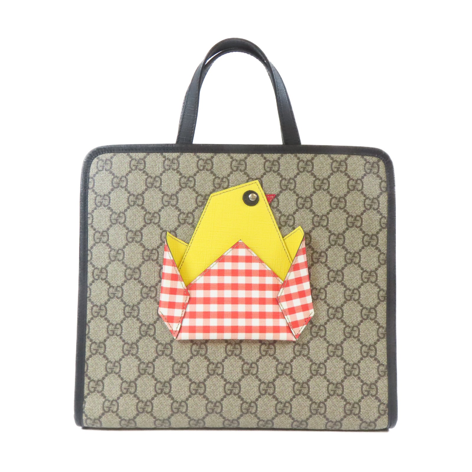 GUCCI 塗層帆布Hand Bag銀扣手挽袋啡色