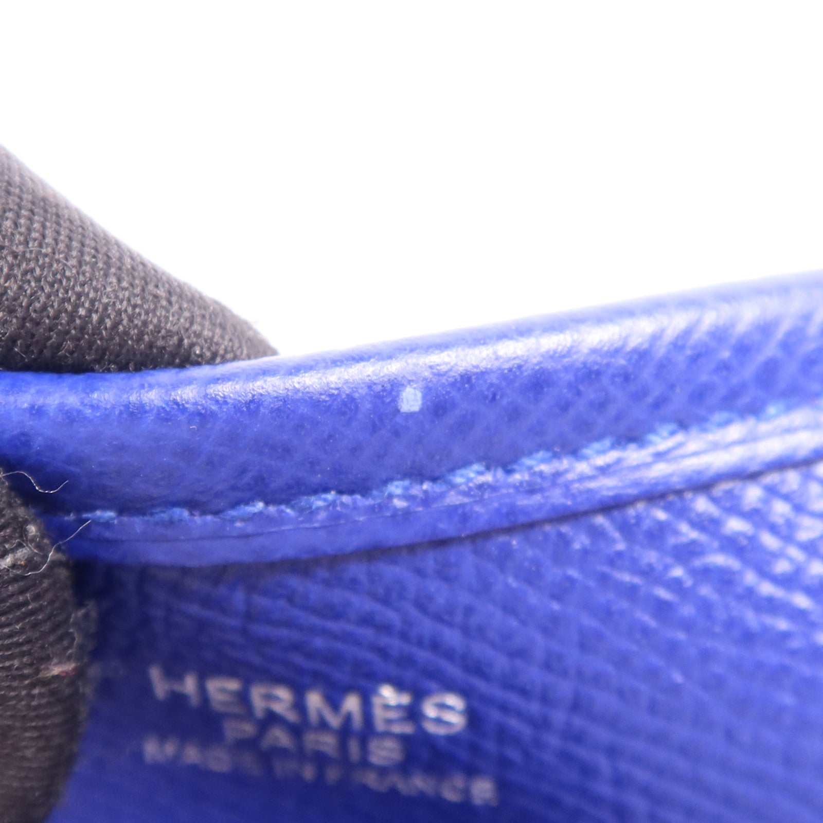 HERMES Epsom皮革Evelyne PM銀扣肩背袋Bleu Electrique