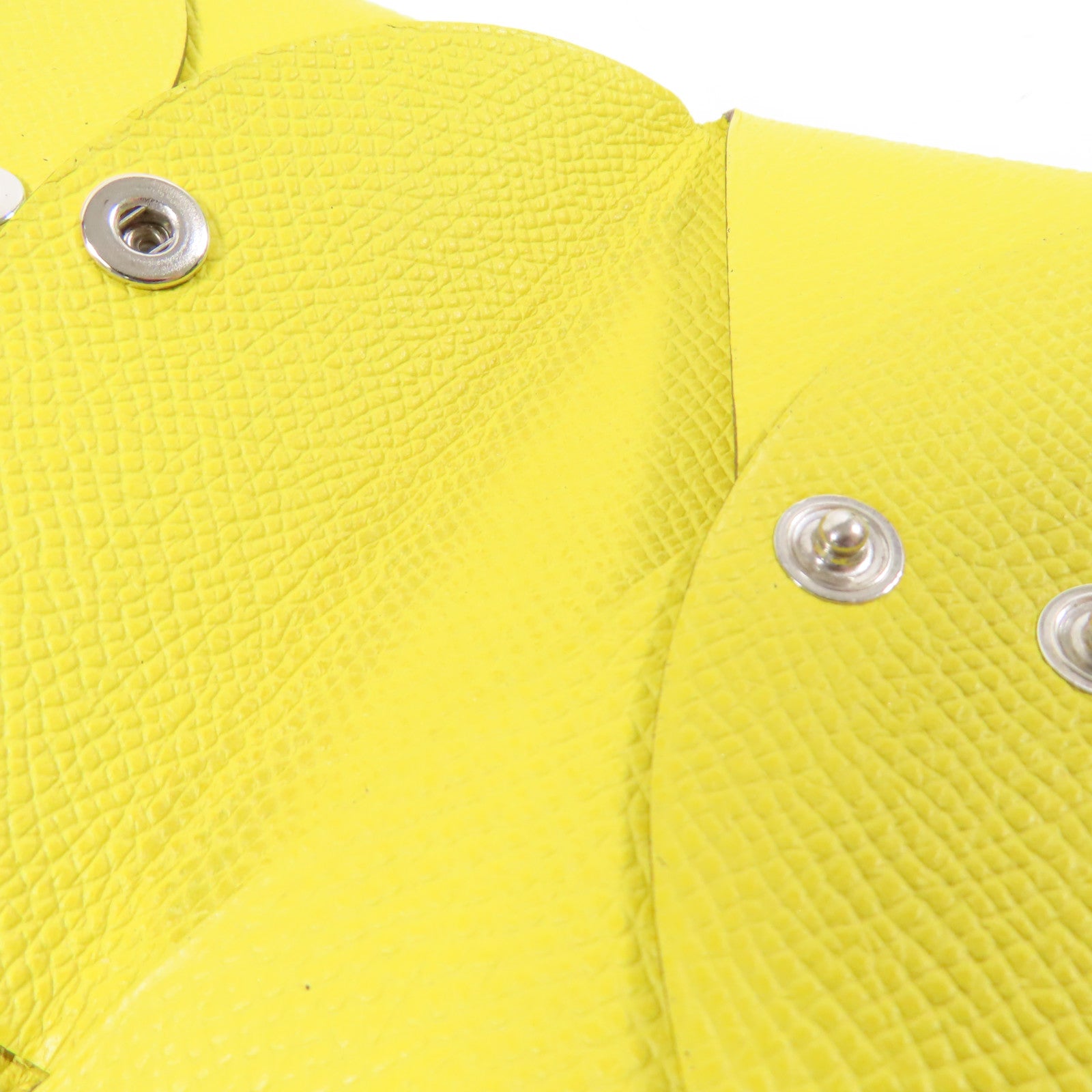 HERMES 【激減優惠】Epsom皮革Calvi Duo Compact銀扣卡片套Cumin茴香黃