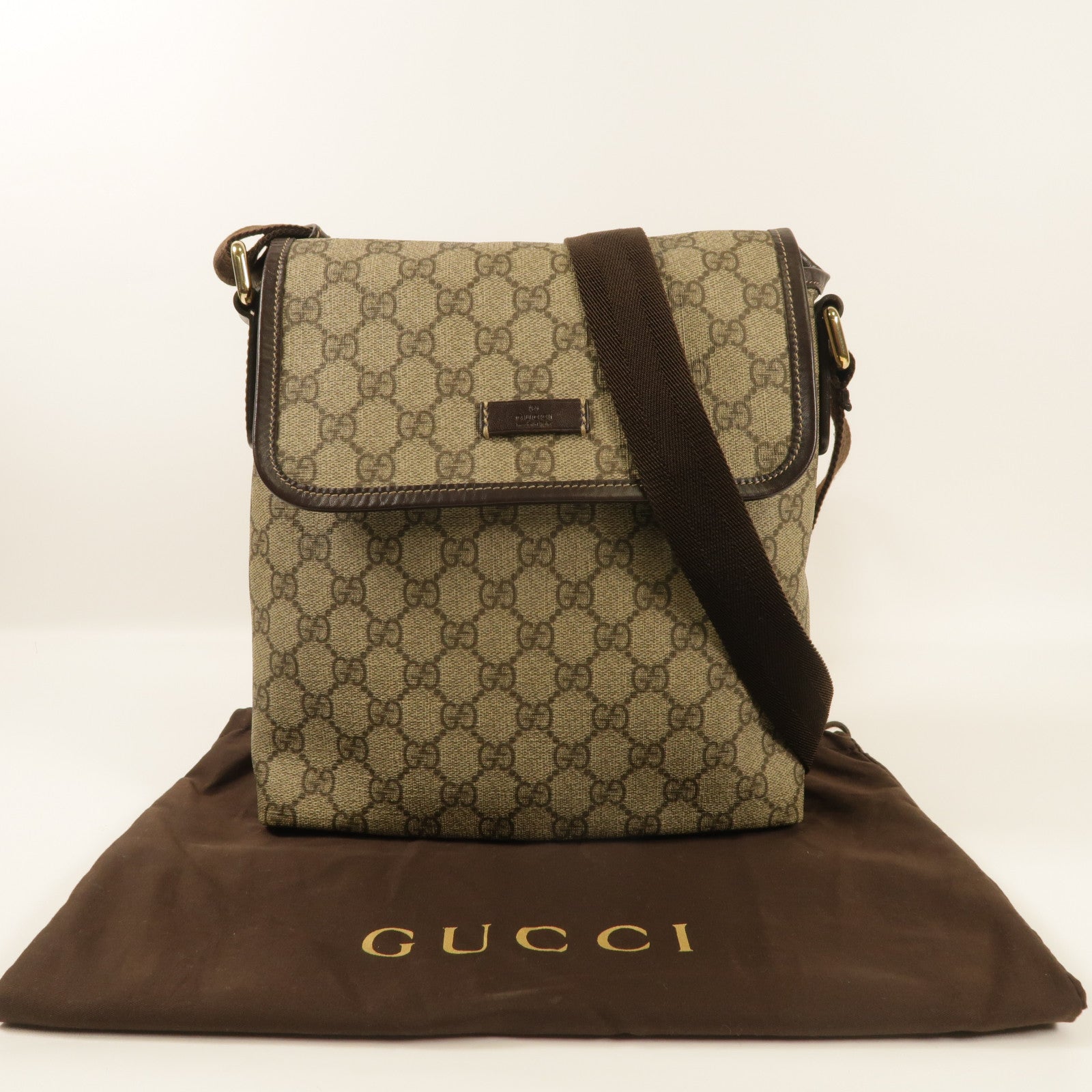 GUCCI 塗層帆布Shoulder Bag金扣肩背袋