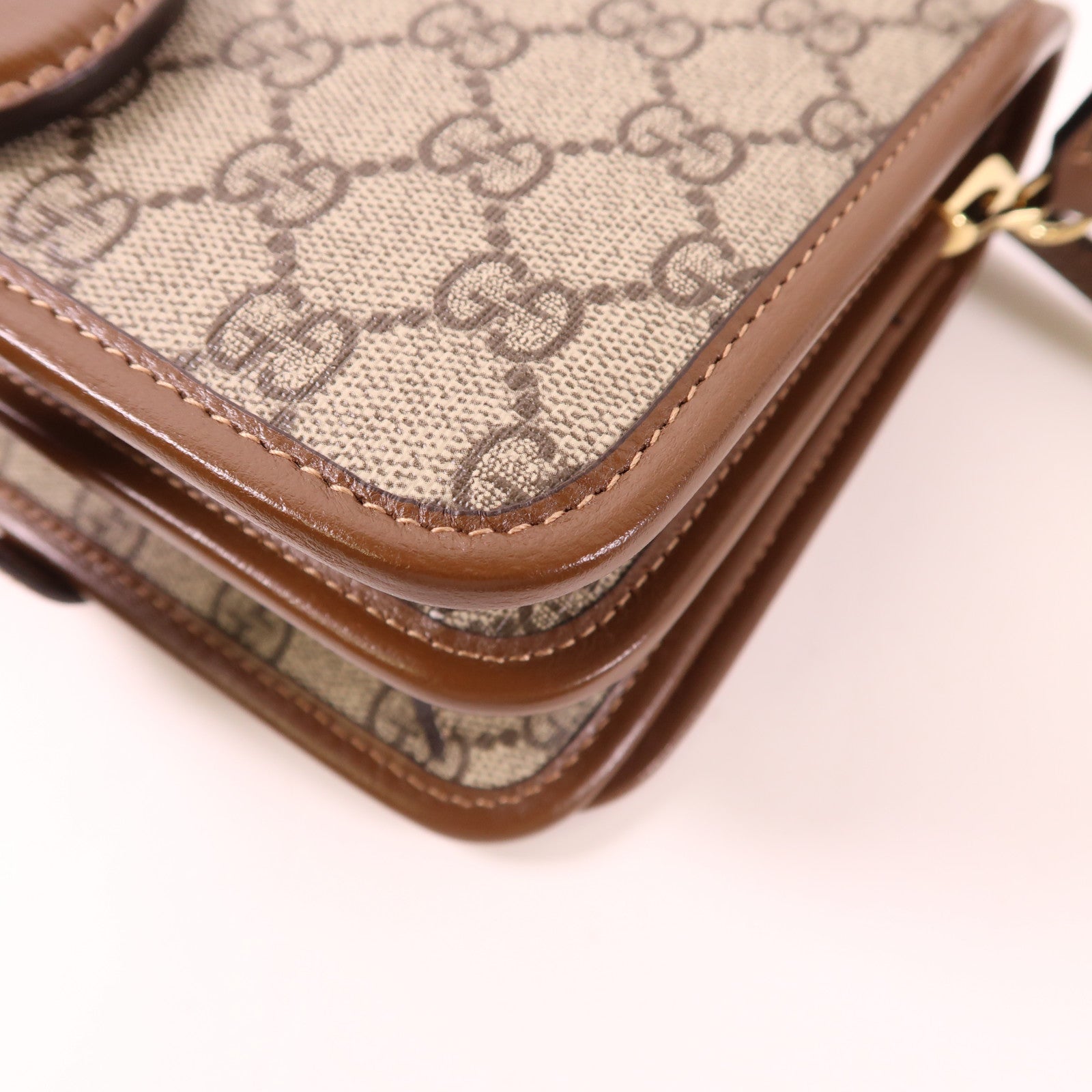 GUCCI GG GHW Shoulder Bag 67620.525040 PVC Coated Canvas Brown