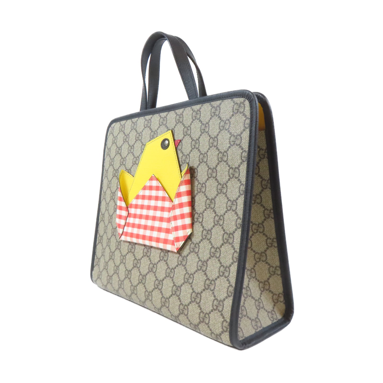 GUCCI 塗層帆布Hand Bag銀扣手挽袋啡色