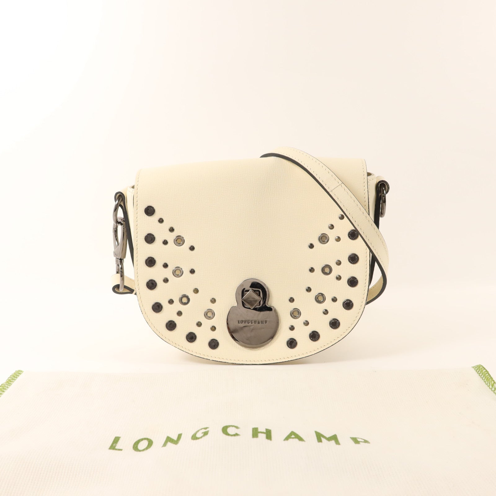 Longchamp 牛皮皮革Shoulder Bag銀扣肩背袋