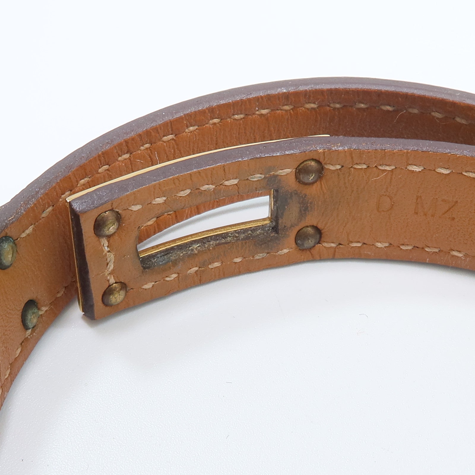 HERMES Epsom皮革/金屬Kelly Double Tour Bracelet手鏈Etoupe