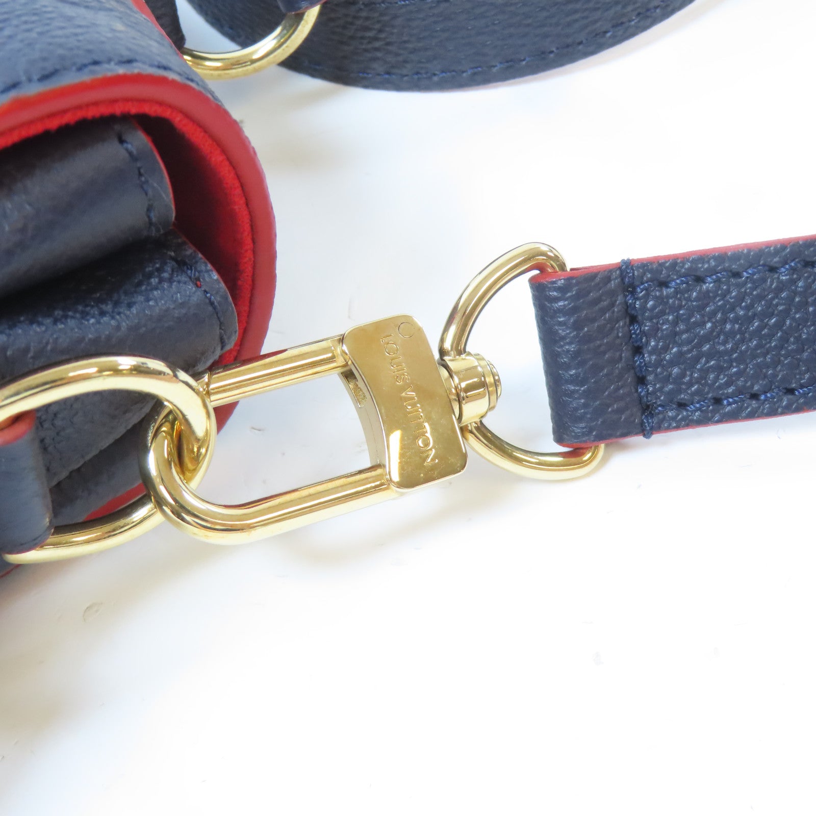 LOUIS VUITTON Monogram Empreinte Georges MM金扣手挽肩背兩用袋深藍色