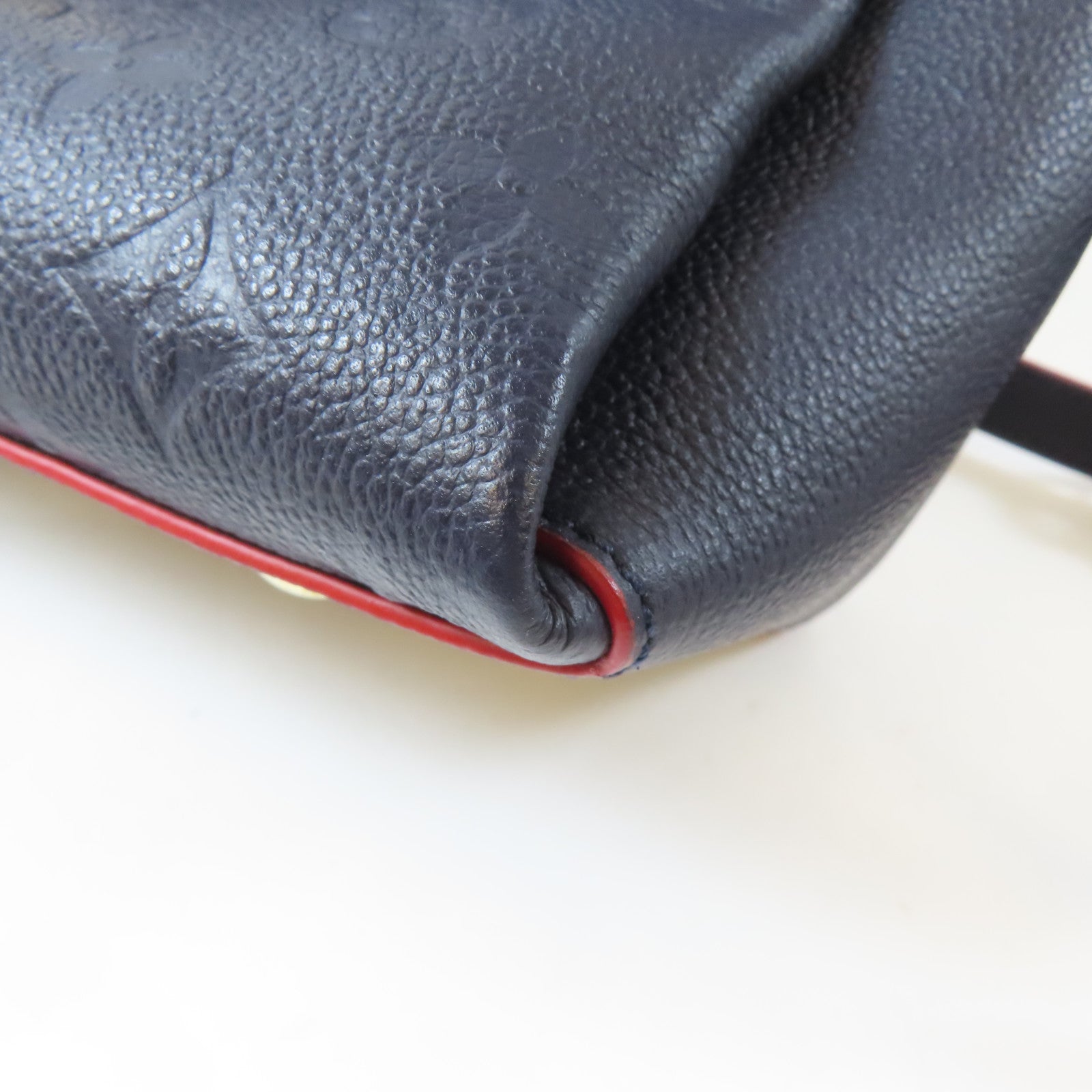 LOUIS VUITTON Monogram Empreinte Georges MM金扣手挽肩背兩用袋深藍色