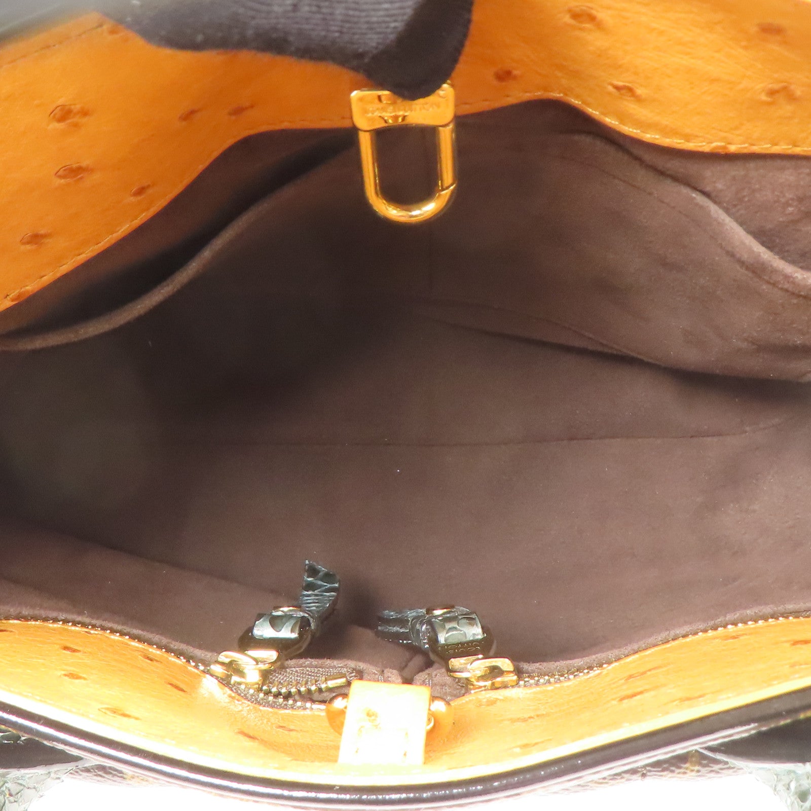 LOUIS VUITTON Monogram/鴕鳥/蛇皮皮革Etoile Exotique Limited Edition金扣手挽肩背兩用袋