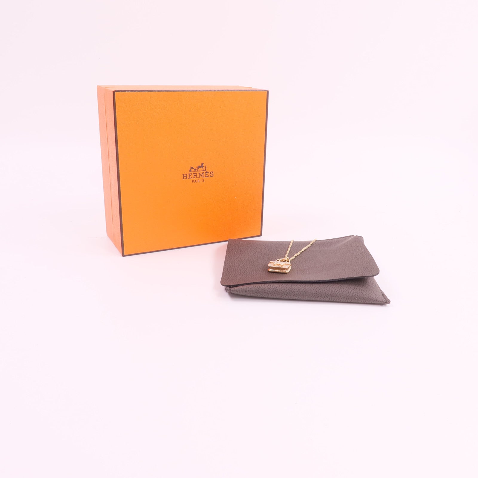 HERMES 18K玫瑰金Amulettes Constance鑽石項鍊