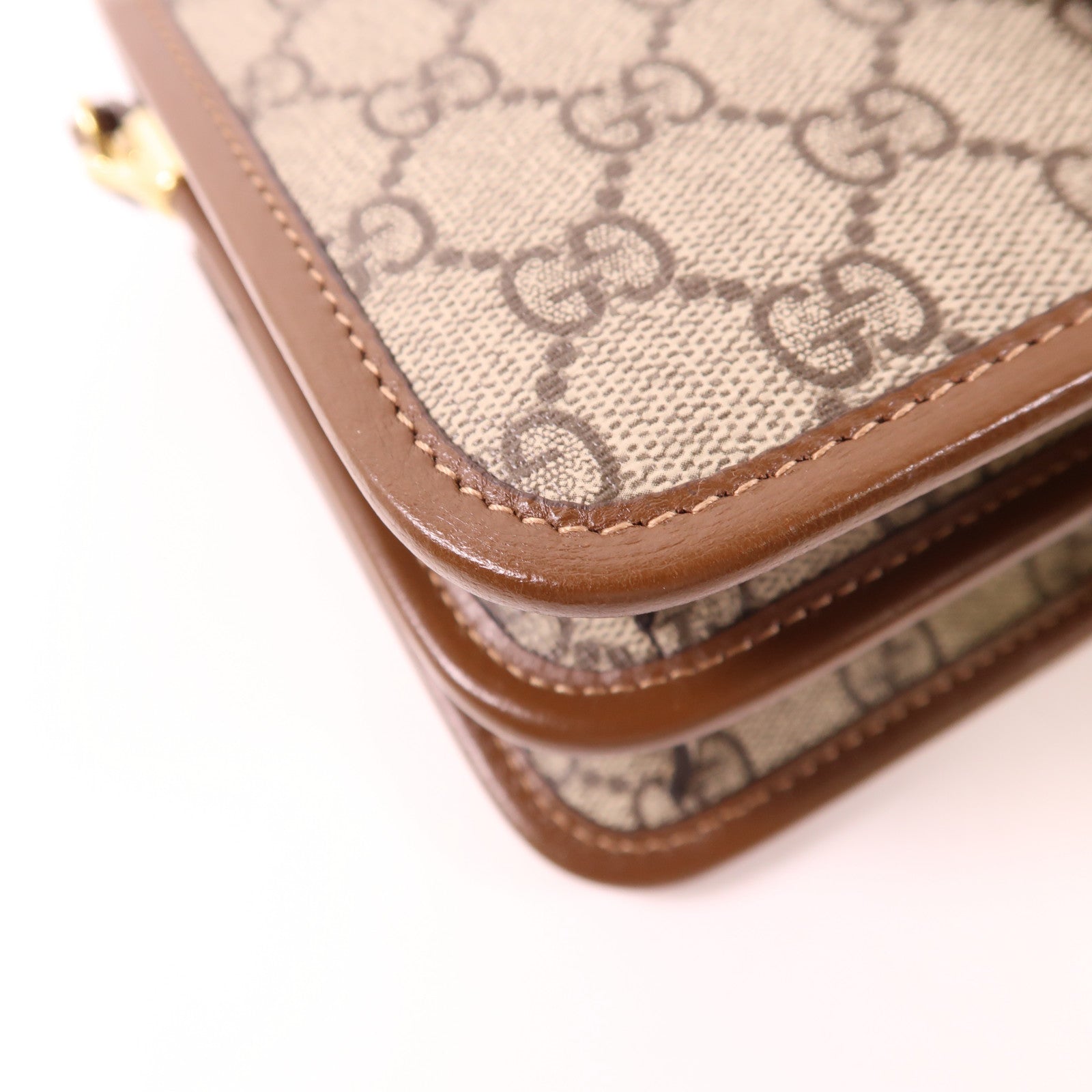 GUCCI GG GHW Shoulder Bag 67620.525040 PVC Coated Canvas Brown