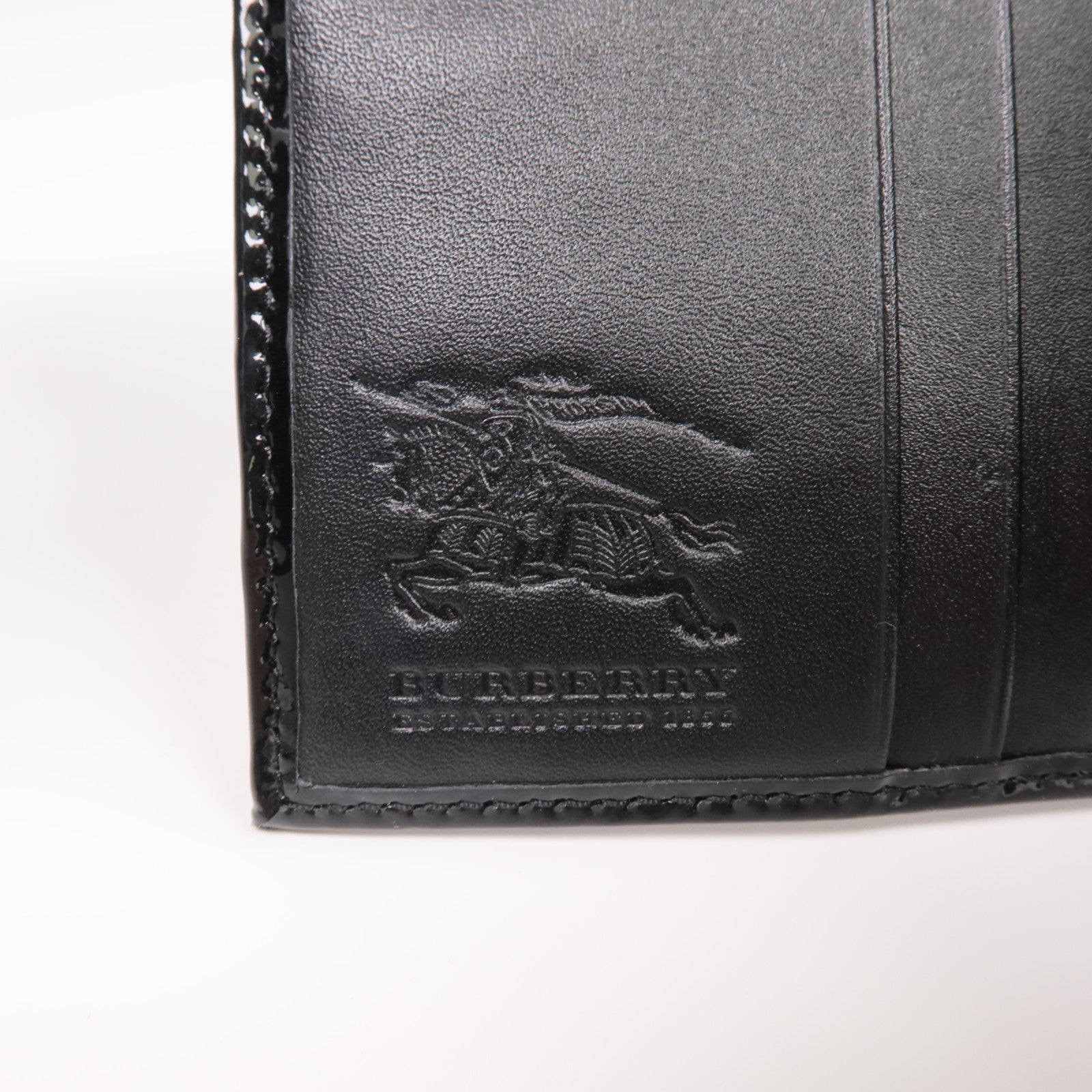 BURBERRY 塗層帆布/漆皮皮革/皮革Wallet銀扣錢包