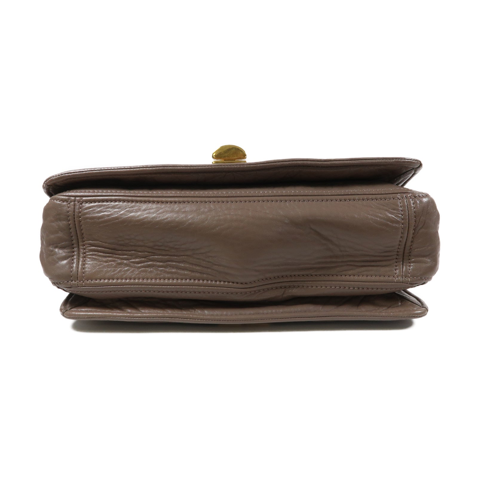 Miu Miu 牛皮皮革Madras 2 Way Bag金扣手挽肩背兩用袋啡色