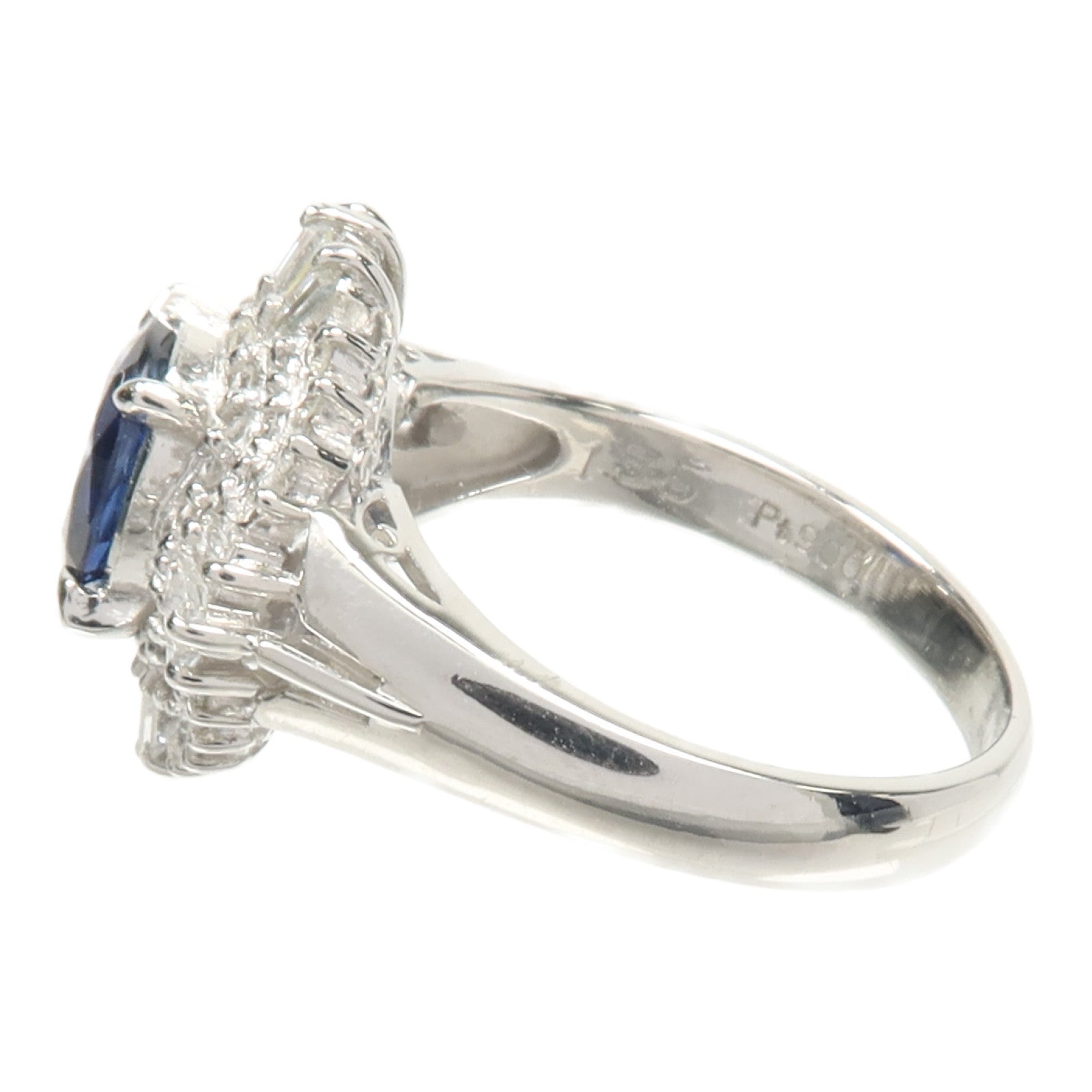 JEWELRY PT900鉑金Sapphire Diamond Ring藍寶石/鑽石戒指US#5.5