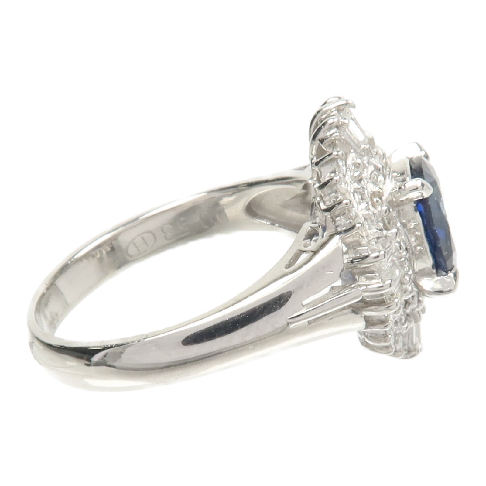 JEWELRY PT900鉑金Sapphire Diamond Ring藍寶石/鑽石戒指US#5.5