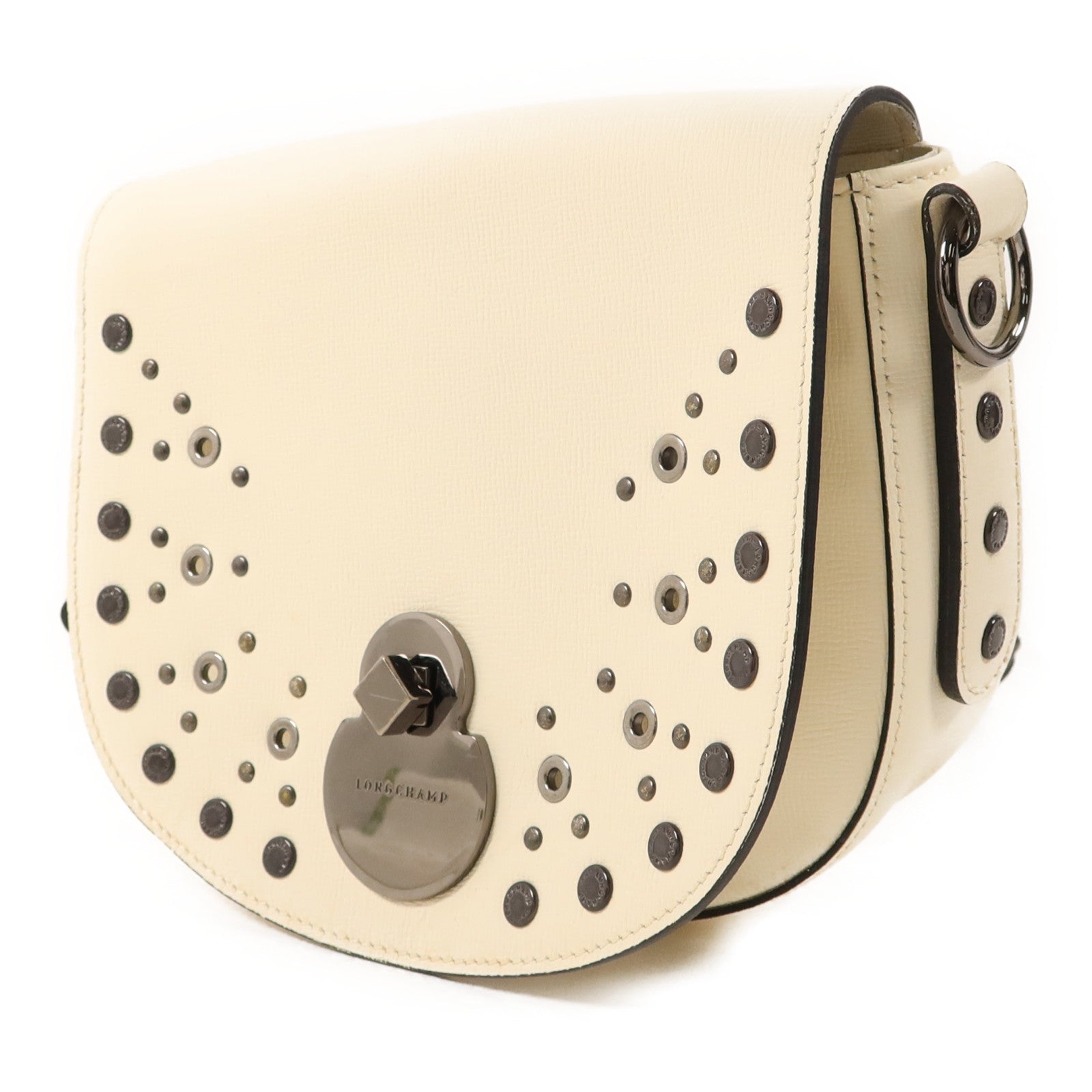 Longchamp 牛皮皮革Shoulder Bag銀扣肩背袋