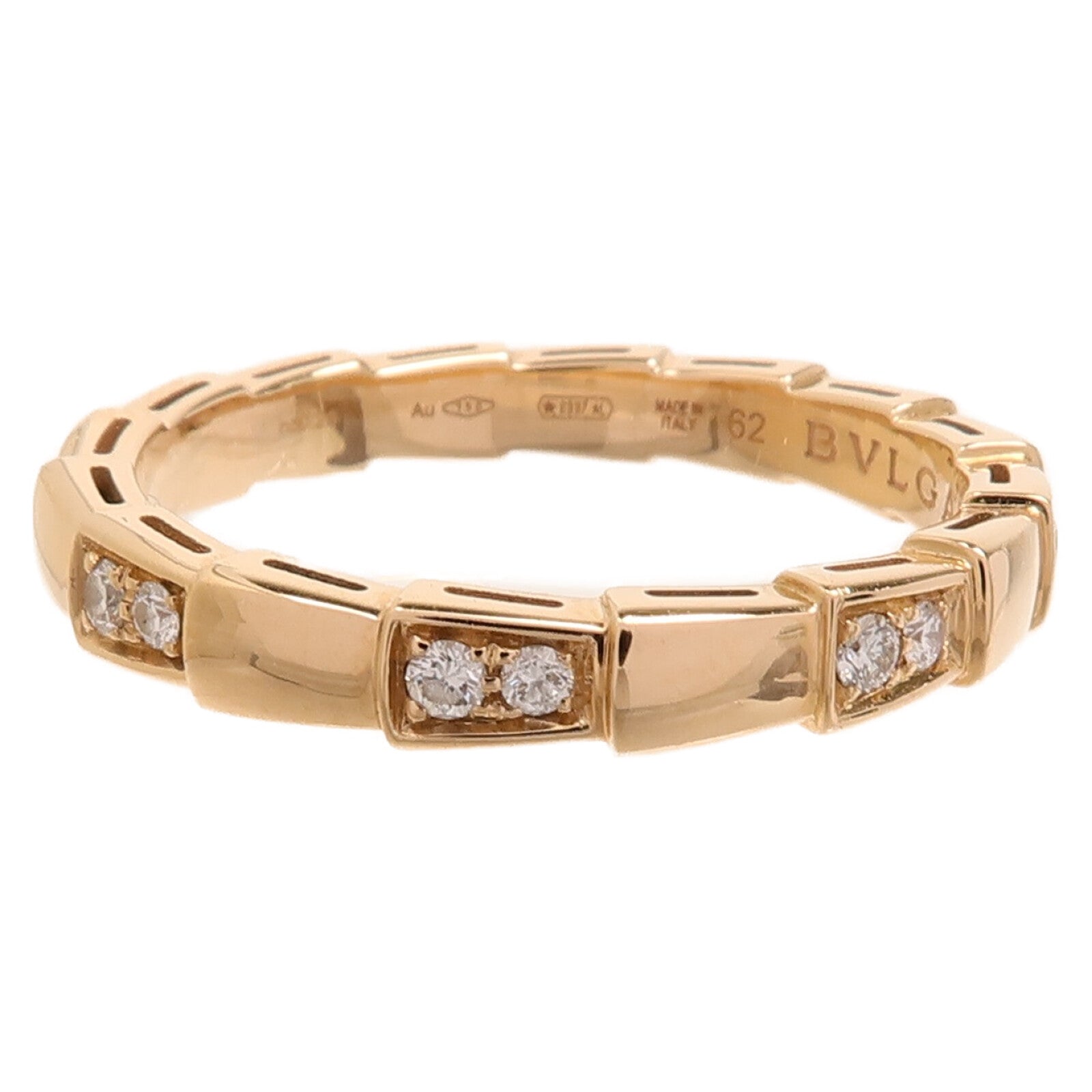 BVLGARI 18K玫瑰金Diamond Serpenti Viper Ring鑽石戒指Bvlgari#62/US#10