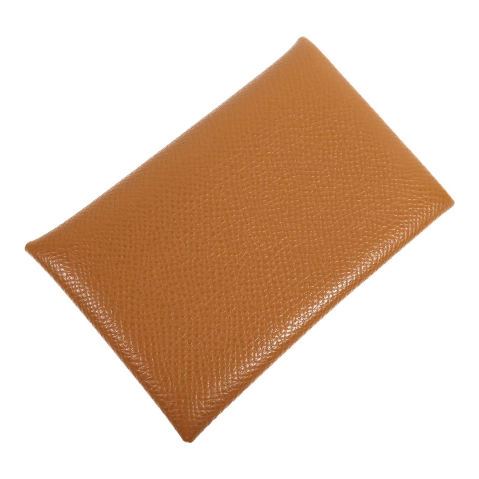 HERMES Epsom皮革Calvi銀扣卡片套Gold
