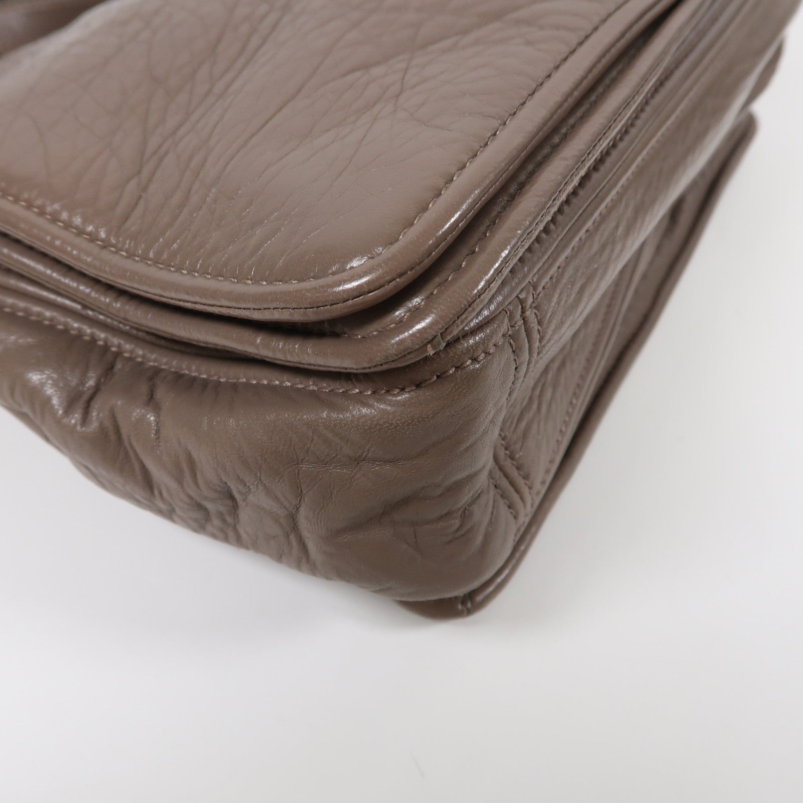 Miu Miu 牛皮皮革Madras 2 Way Bag金扣手挽肩背兩用袋啡色