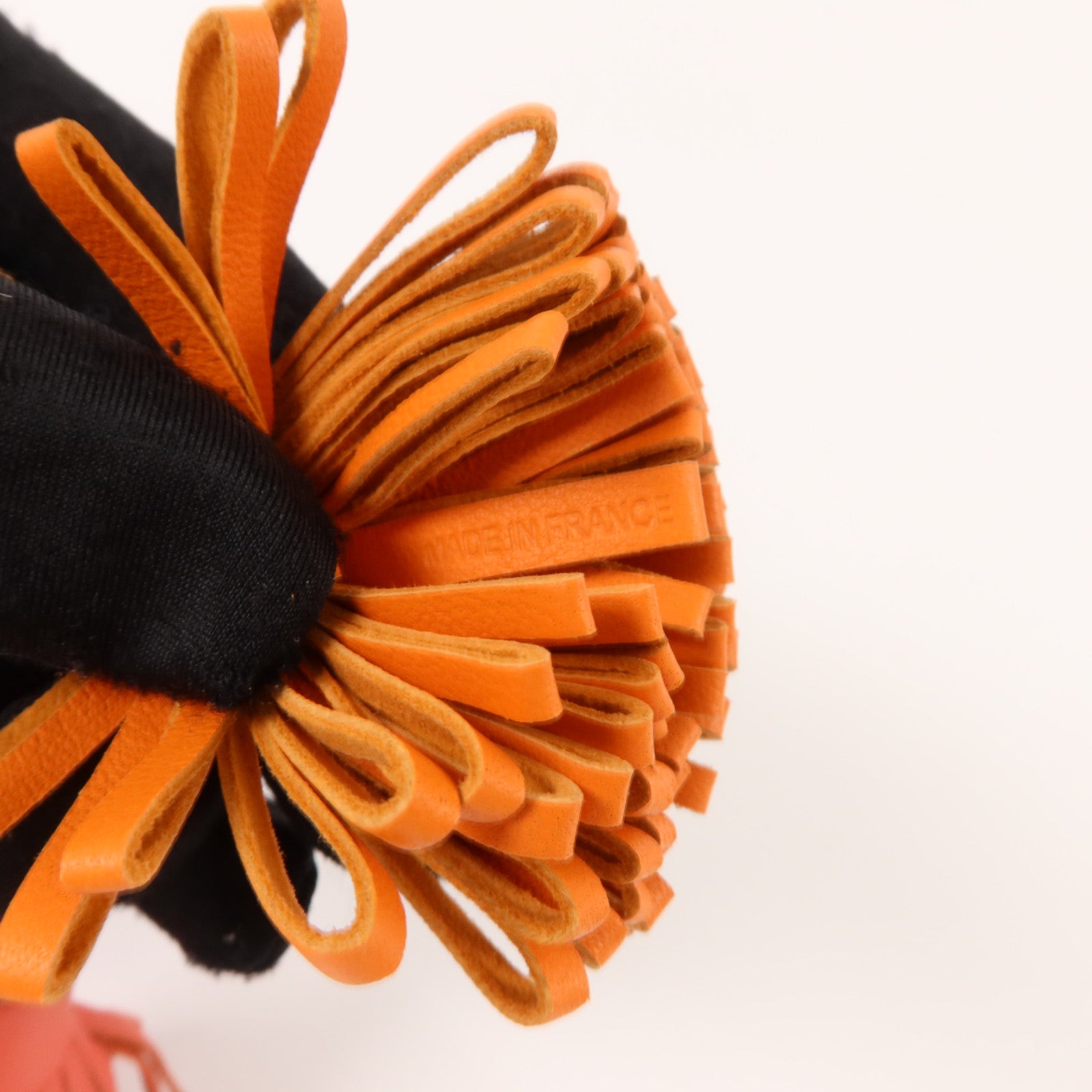 HERMES Milo皮革Carmen Uno-Dos Key Ring鎖匙扣掛飾Rose Jaipur/Orange