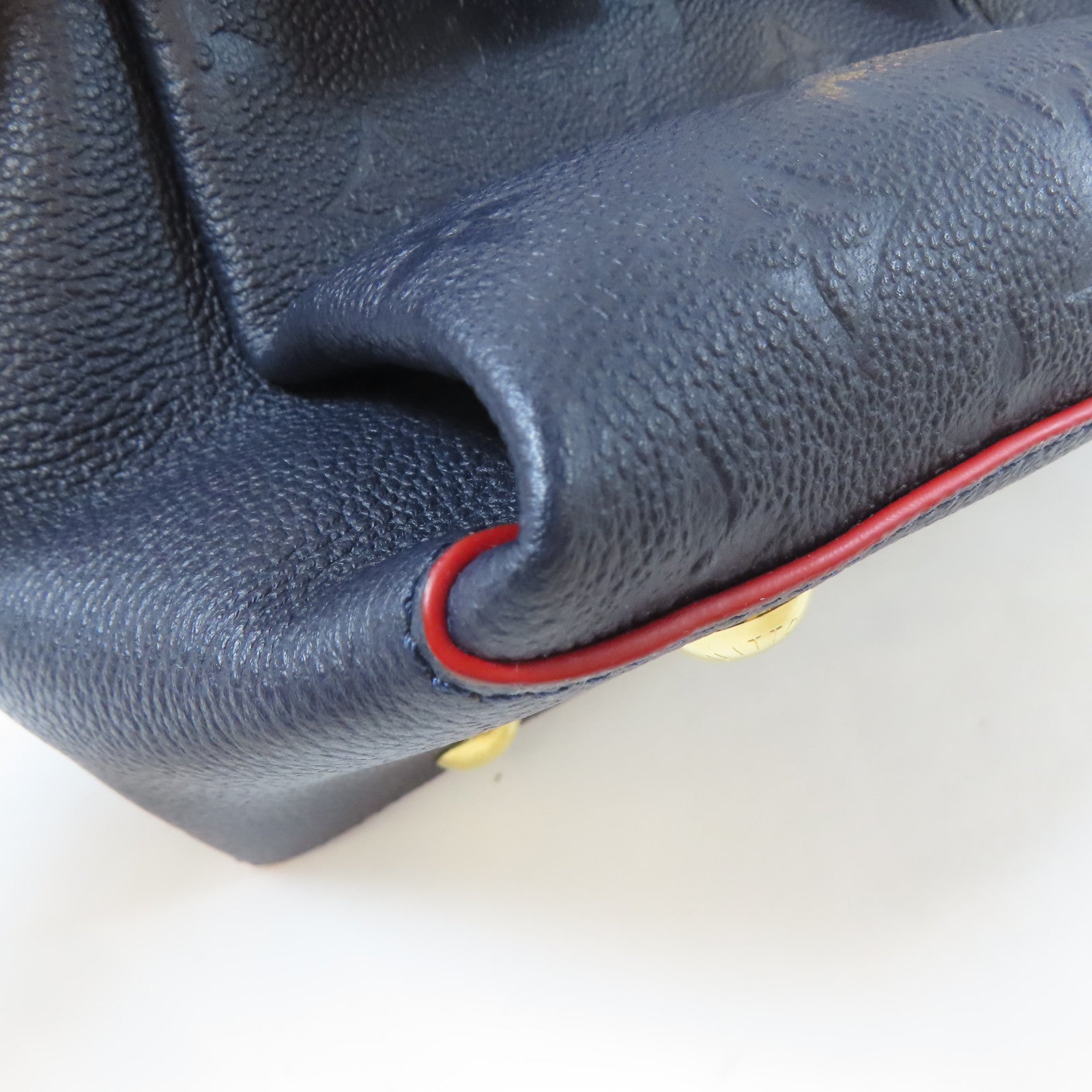 LOUIS VUITTON Monogram Empreinte Georges MM金扣手挽肩背兩用袋深藍色