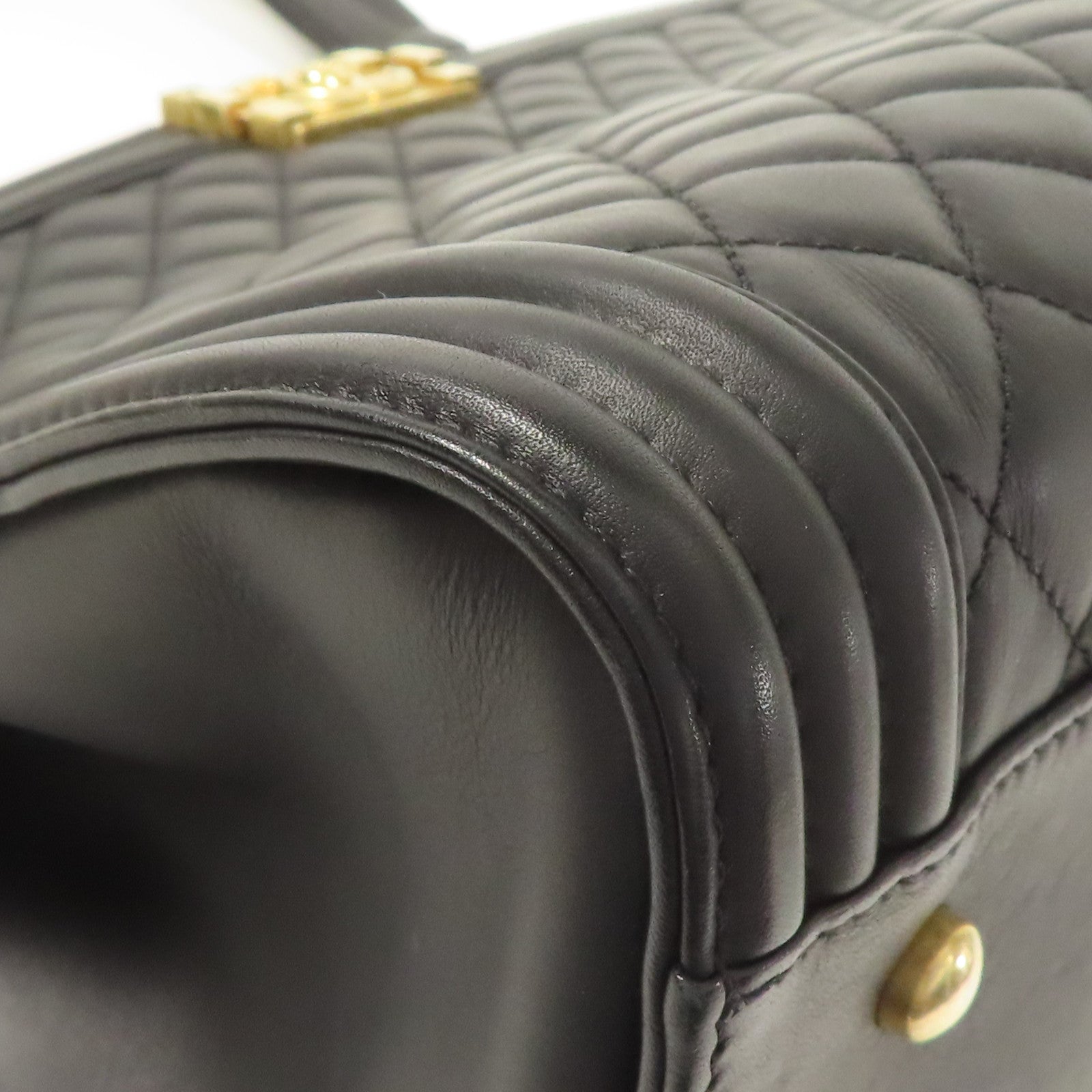 CHANEL CC GHW Boy Chanel Tote Bag Lambskin Leather Black