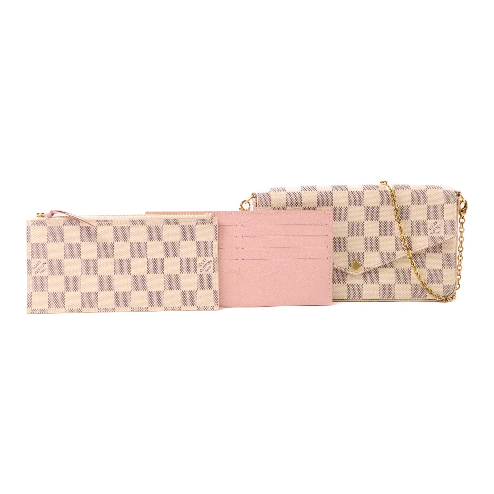 LOUIS VUITTON Damier Azur Pochette Felicie金扣肩背袋