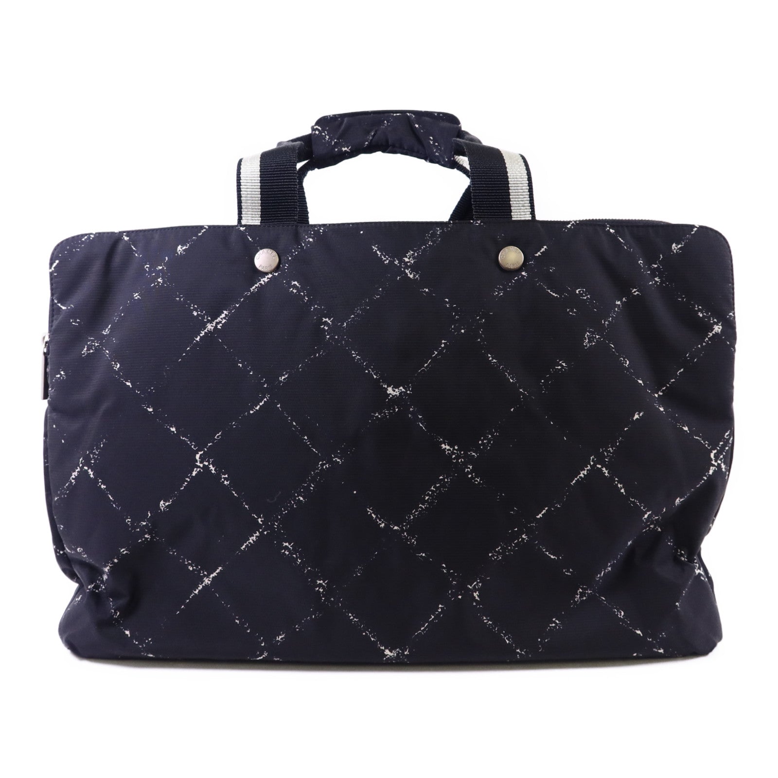 CHANEL 尼龍Travel Line Boston Bag銀扣手挽袋