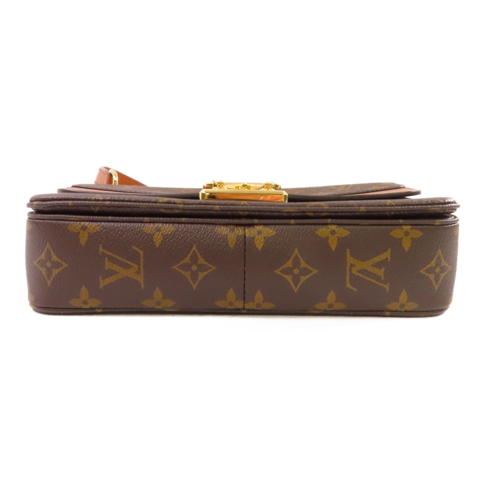 LOUIS VUITTON Monogram Marcear Shoulder Bag金扣鏈帶肩背袋啡色