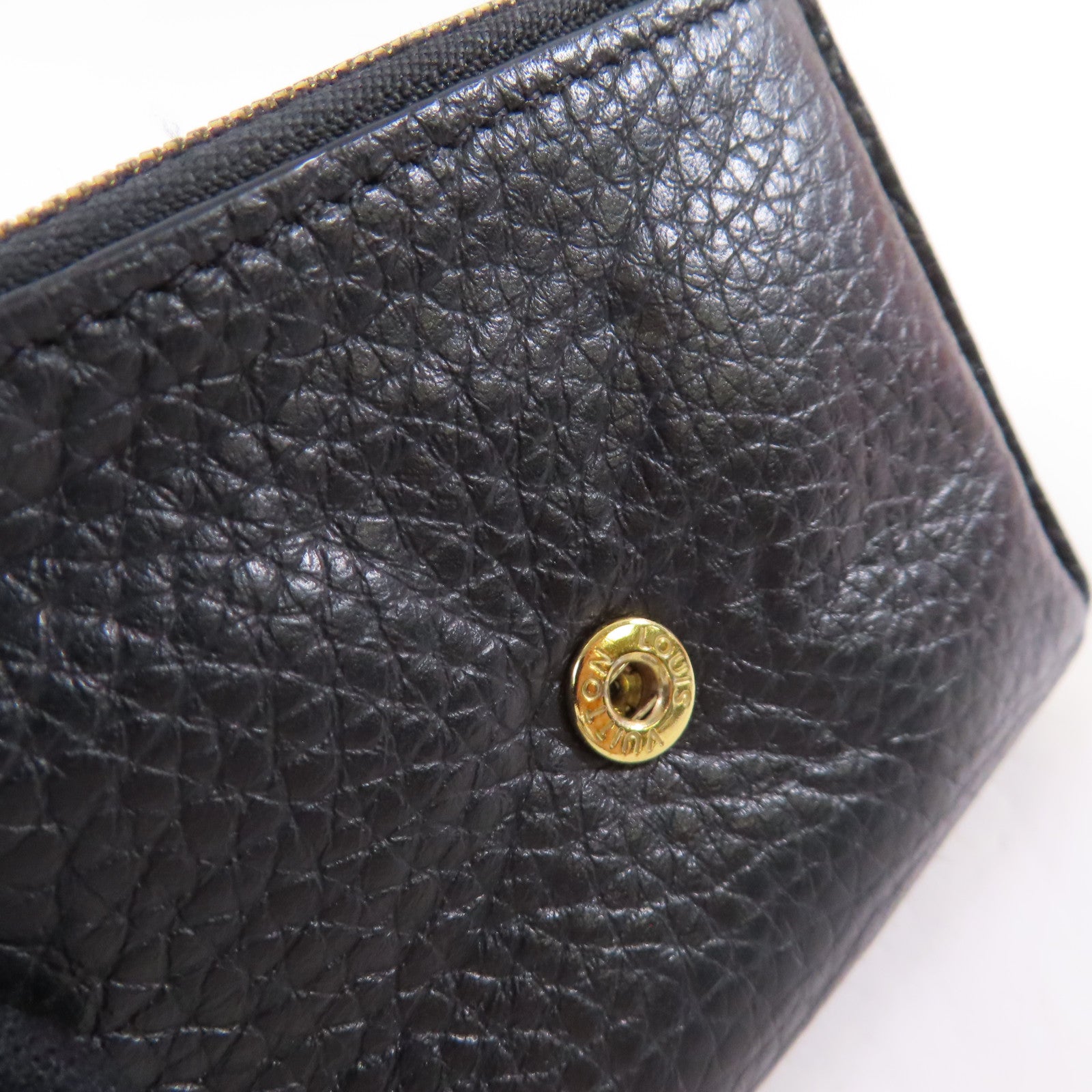 LOUIS VUITTON Taurillon皮革Capucines XS Wallet金扣短錢包黑色/粉紅色