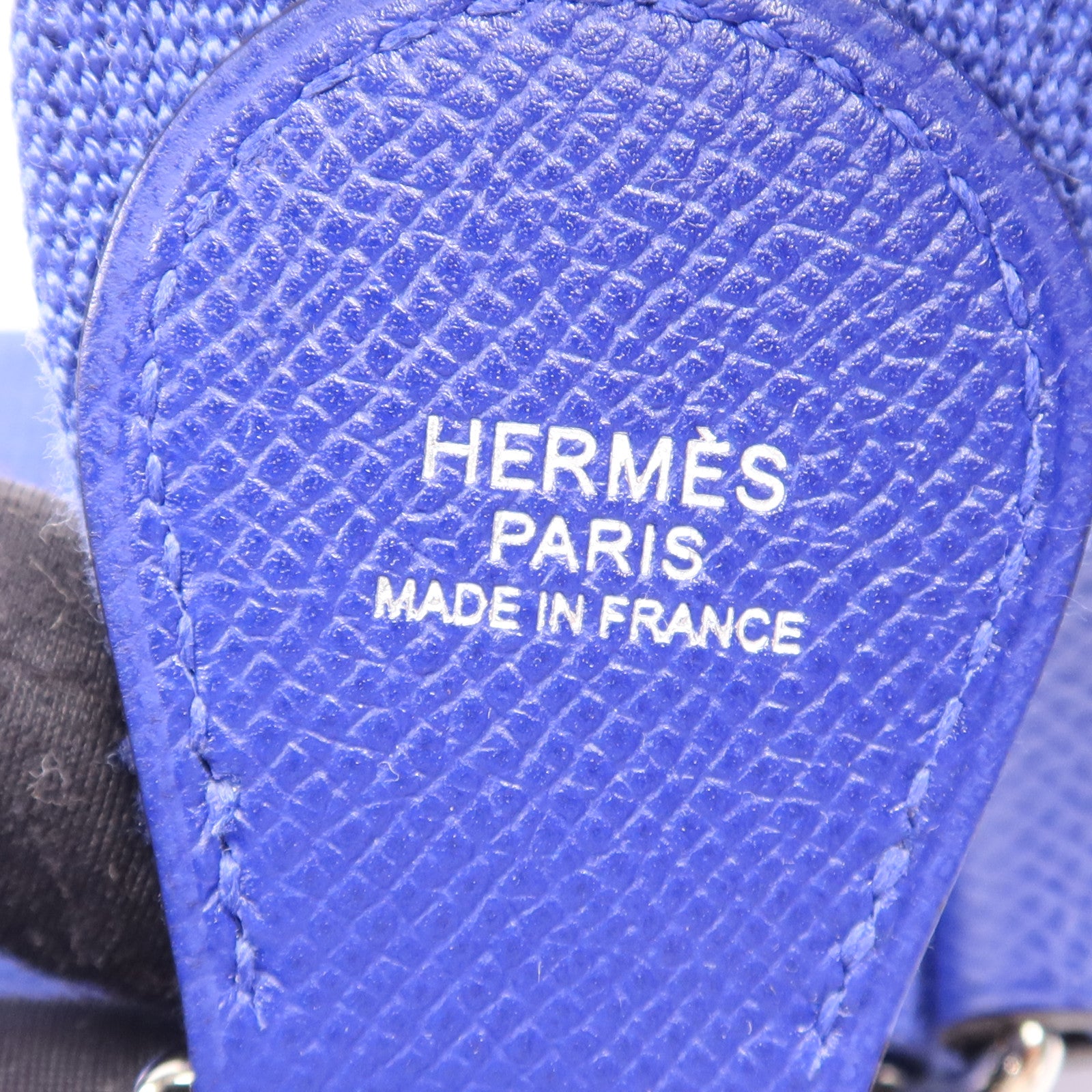 HERMES Epsom皮革Evelyne PM銀扣肩背袋Bleu Electrique