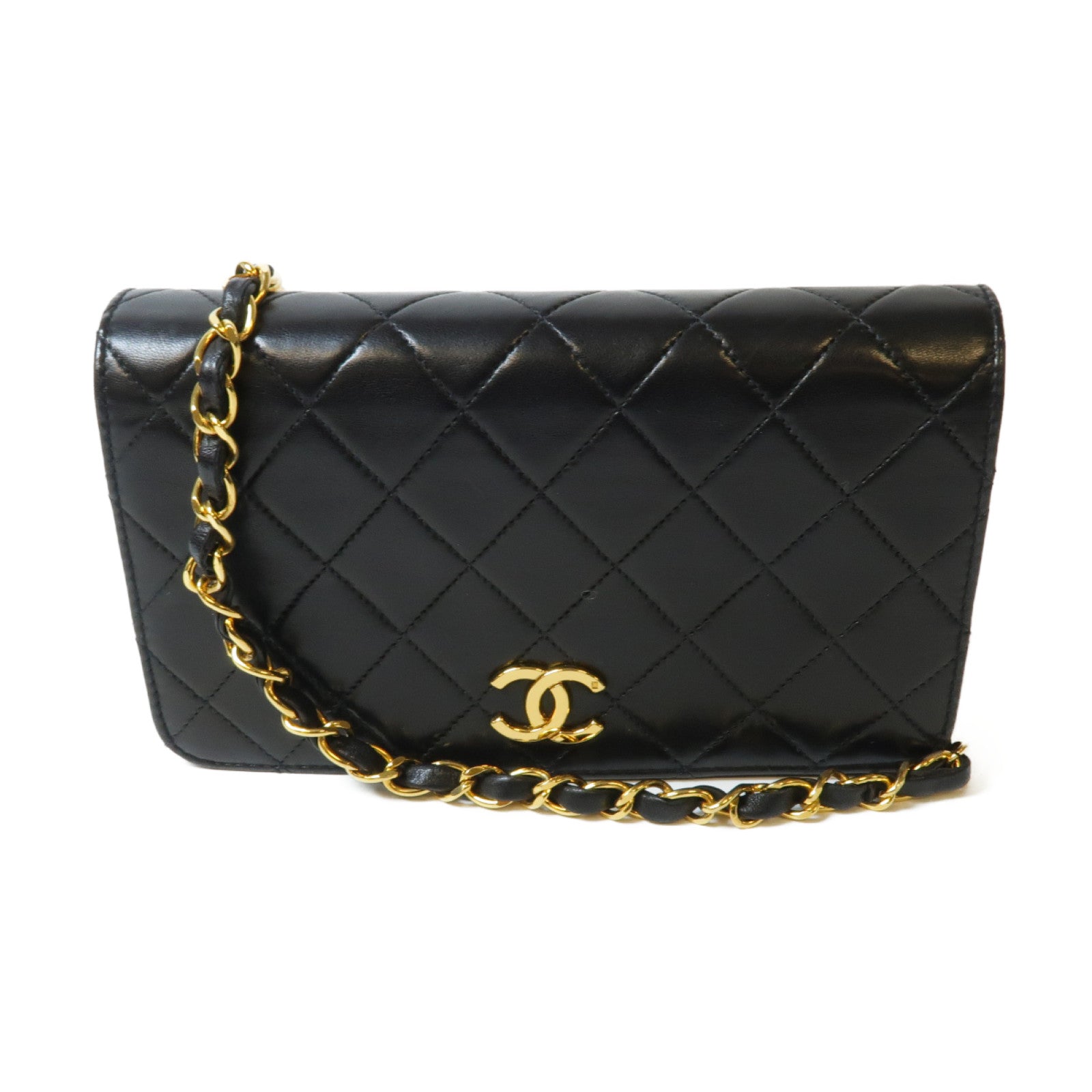 CHANEL **【激減優惠】菱格羊皮皮革Chain Shoulder金扣鏈帶肩背袋黑色