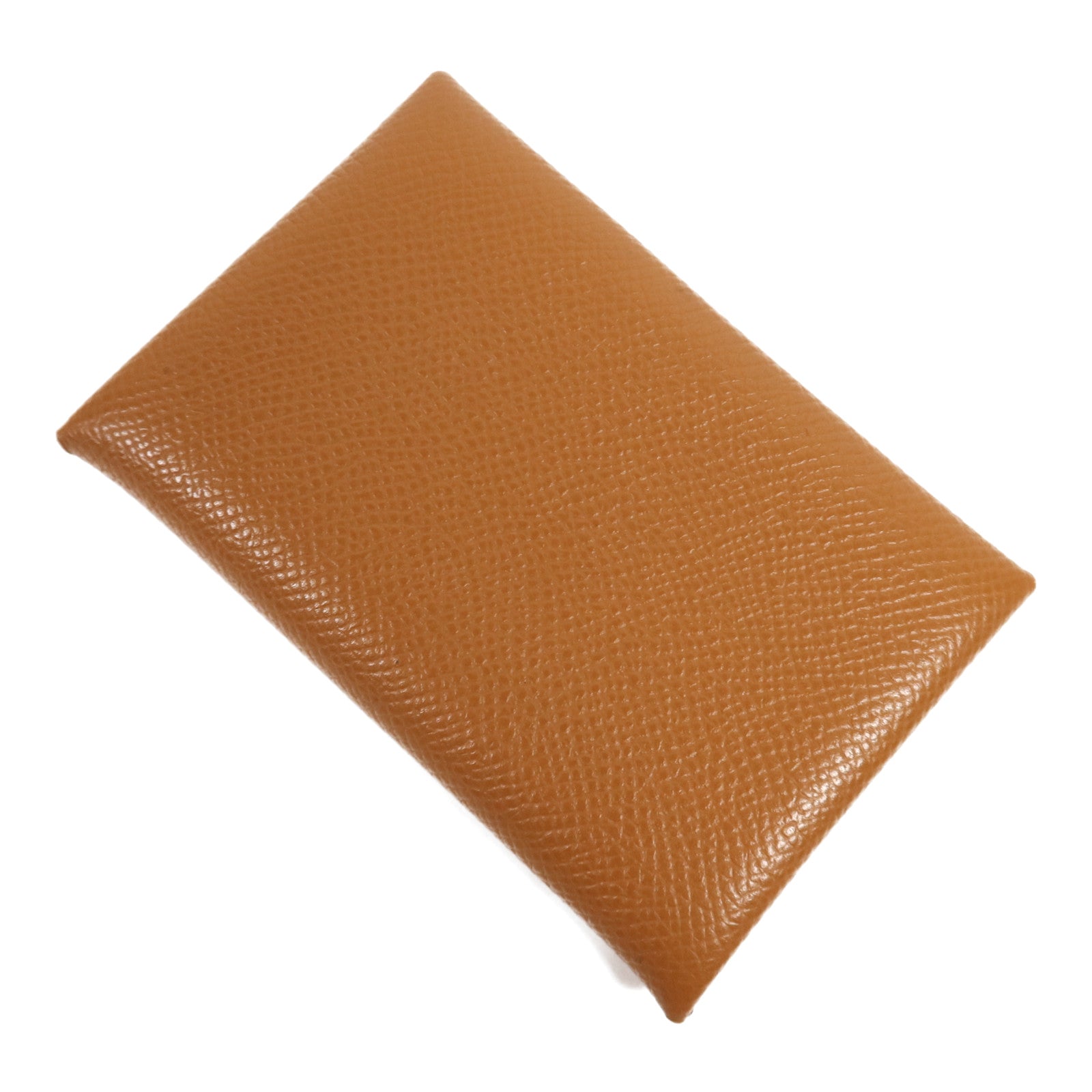 HERMES Epsom皮革Calvi銀扣卡片套Gold