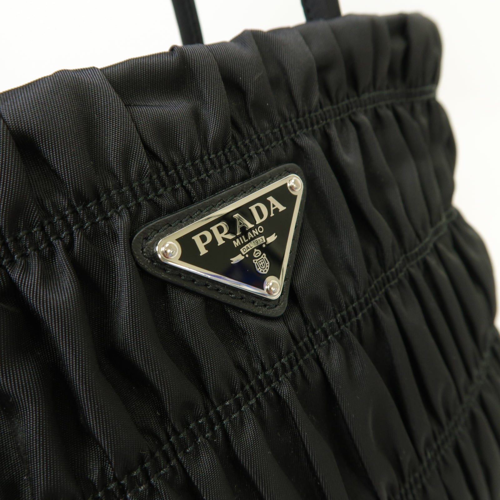 PRADA 尼龍2 Way Shoulder銀扣手挽肩背兩用袋黑色