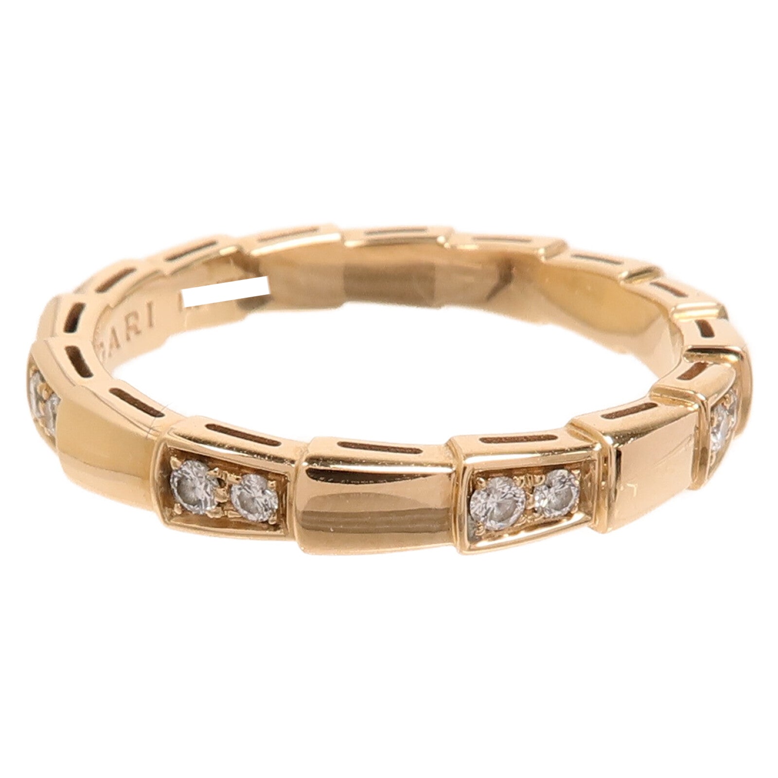 BVLGARI 18K玫瑰金Diamond Serpenti Viper Ring鑽石戒指Bvlgari#62/US#10