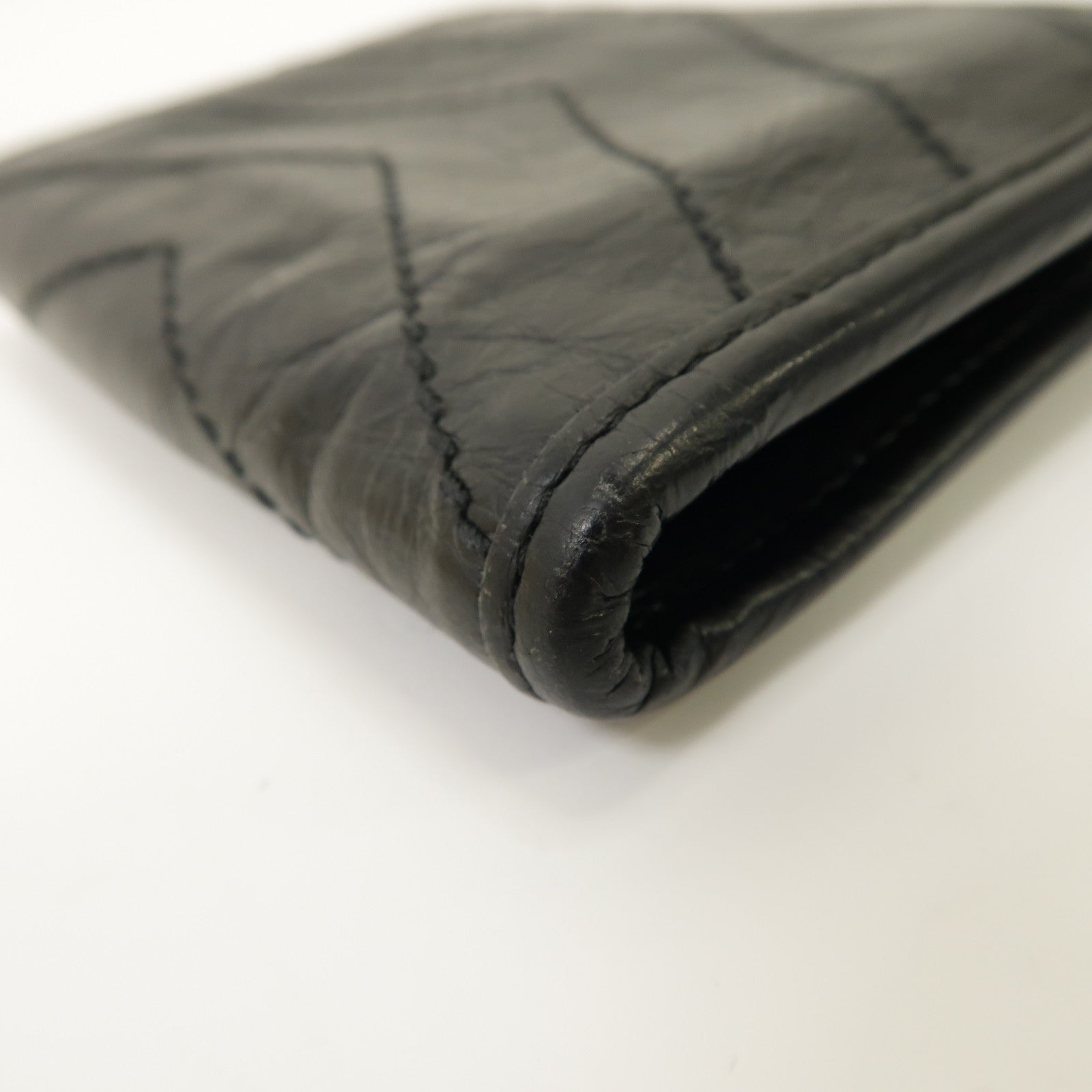 SAINT LAURENT 【激減優惠】斜紋牛皮皮革Niki Wallet銀扣折疊錢包黑色