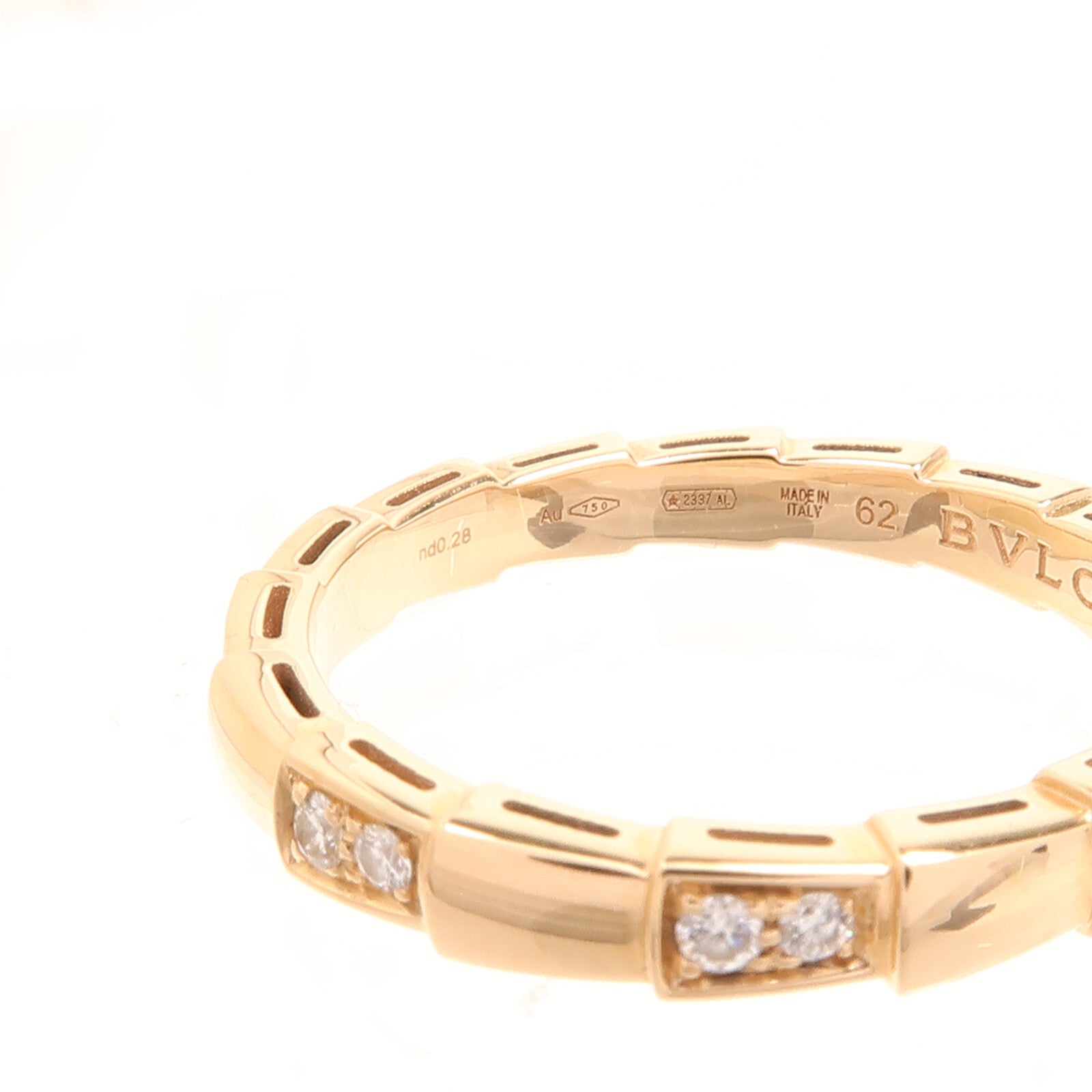 BVLGARI 18K玫瑰金Diamond Serpenti Viper Ring鑽石戒指Bvlgari#62/US#10