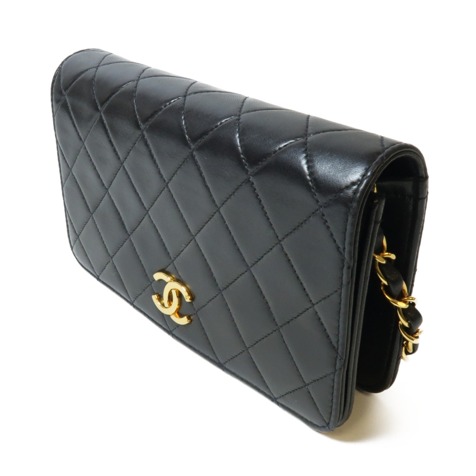 CHANEL **【激減優惠】菱格羊皮皮革Chain Shoulder金扣鏈帶肩背袋黑色