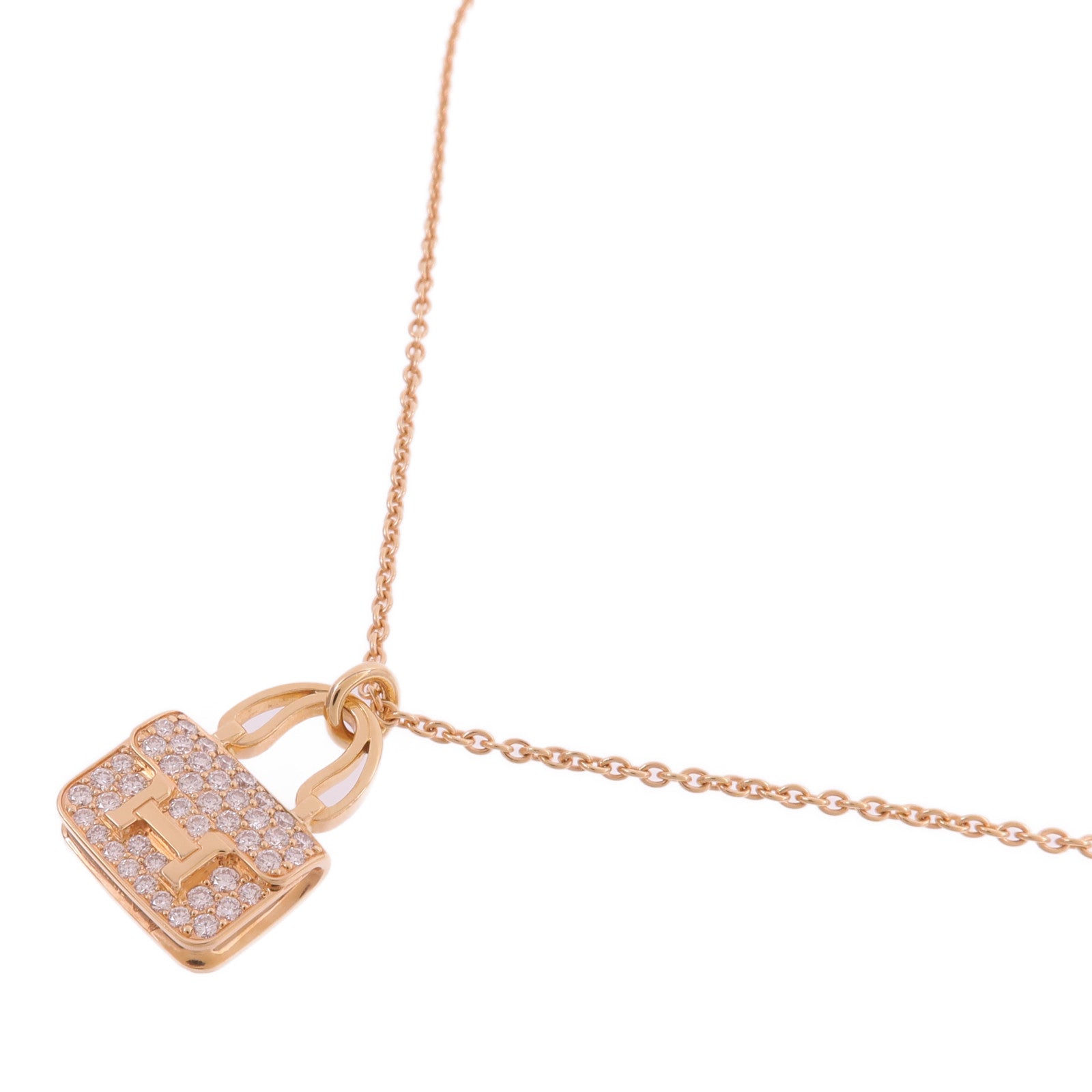 HERMES 18K玫瑰金Amulettes Constance鑽石項鍊
