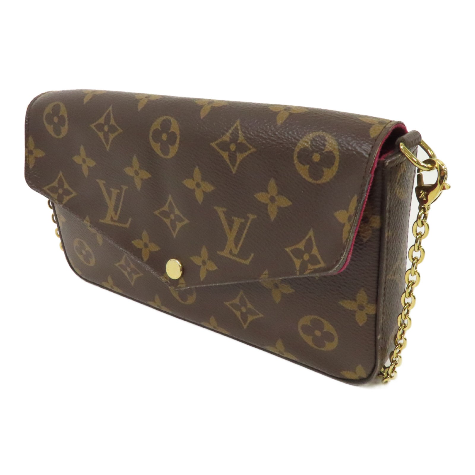 LOUIS VUITTON Monogram Felicie Pochette金扣鏈帶肩背袋棕色