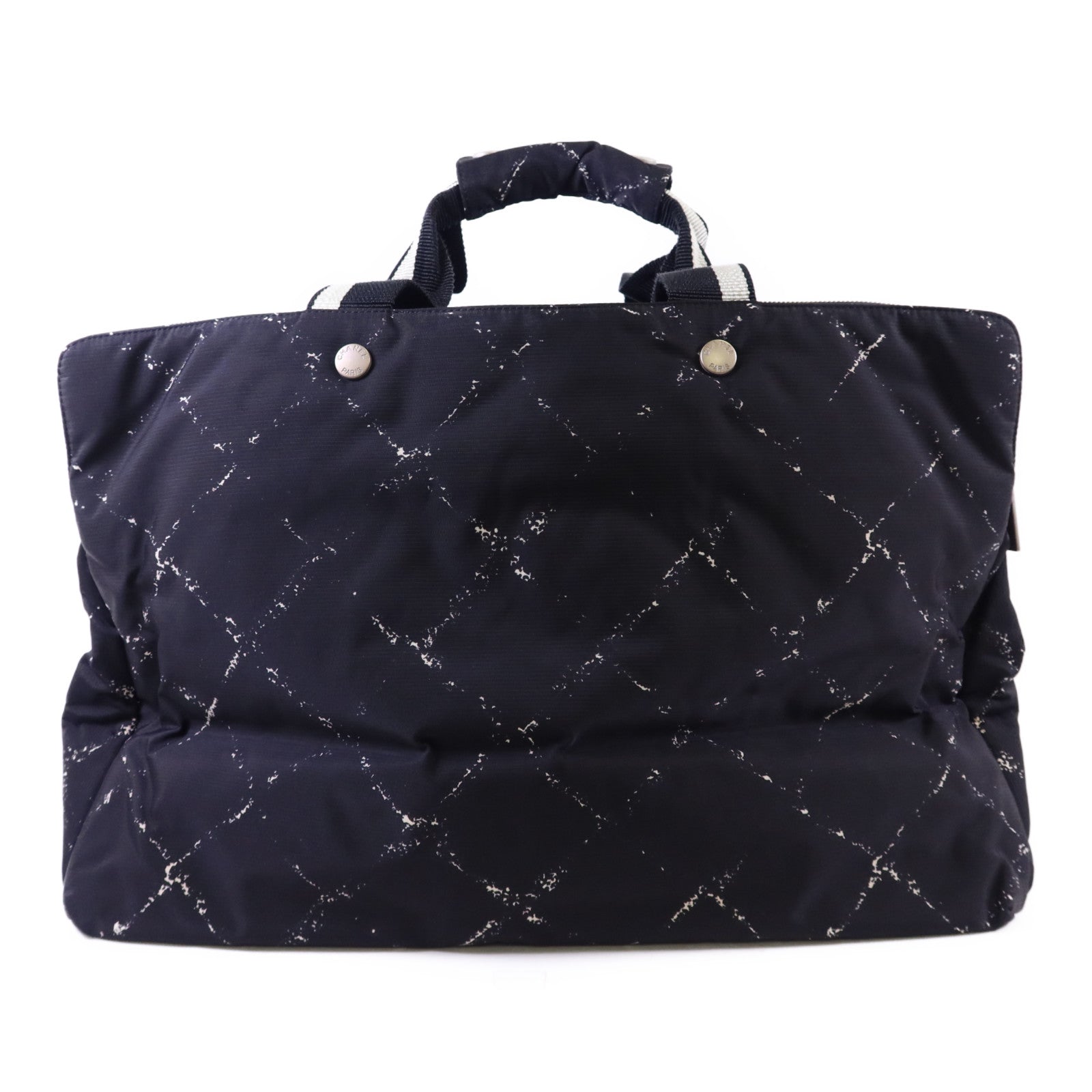 CHANEL 尼龍Travel Line Boston Bag銀扣手挽袋