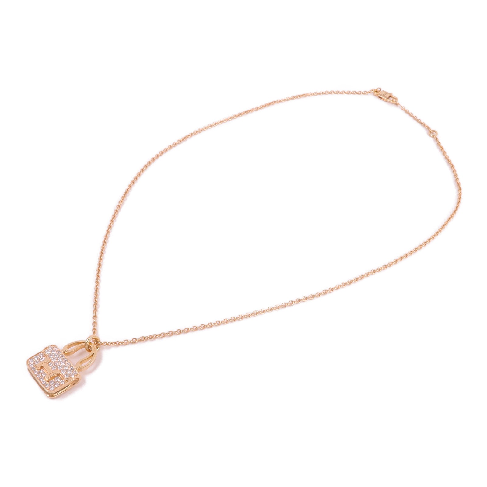 HERMES 18K玫瑰金Amulettes Constance鑽石項鍊