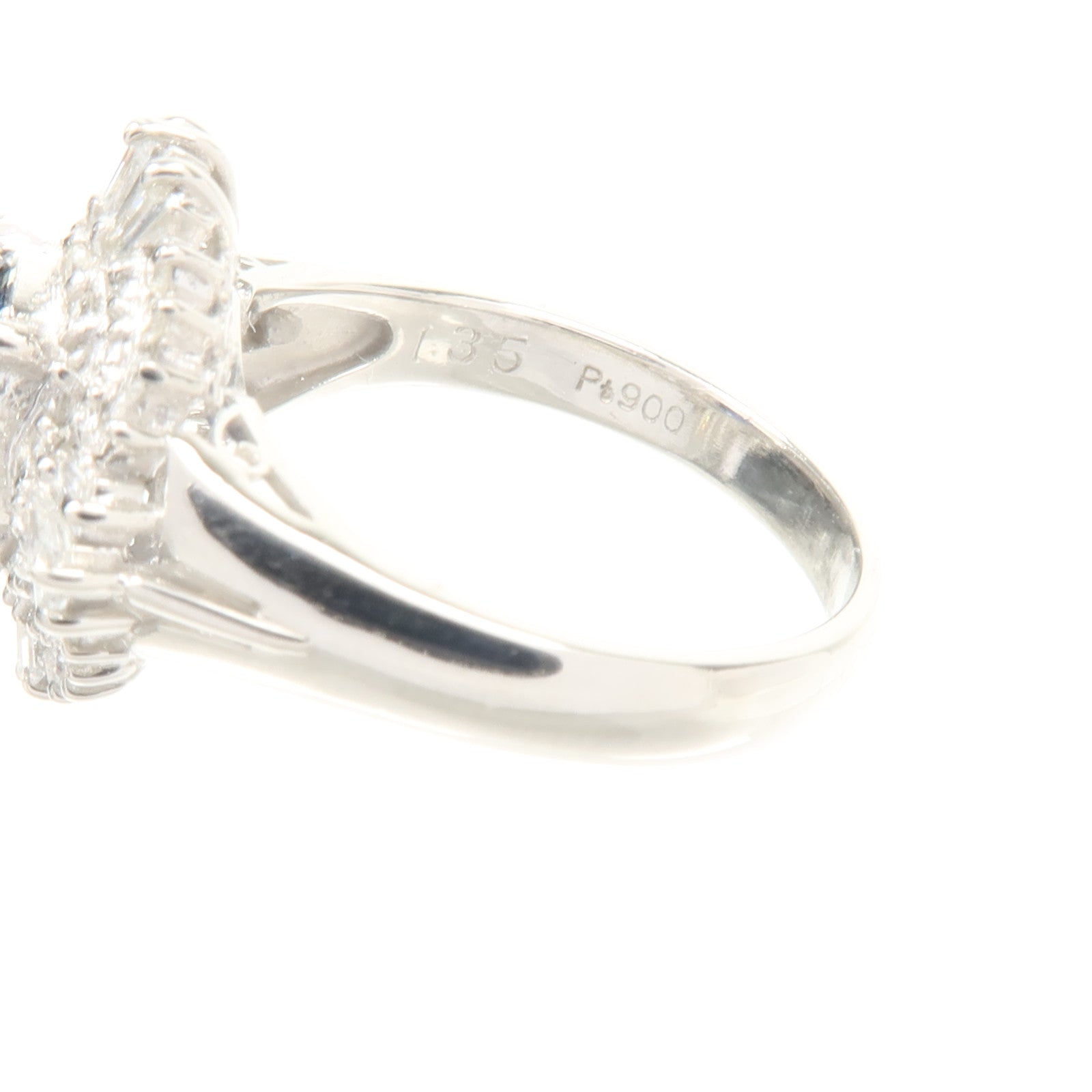 JEWELRY PT900鉑金Sapphire Diamond Ring藍寶石/鑽石戒指US#5.5