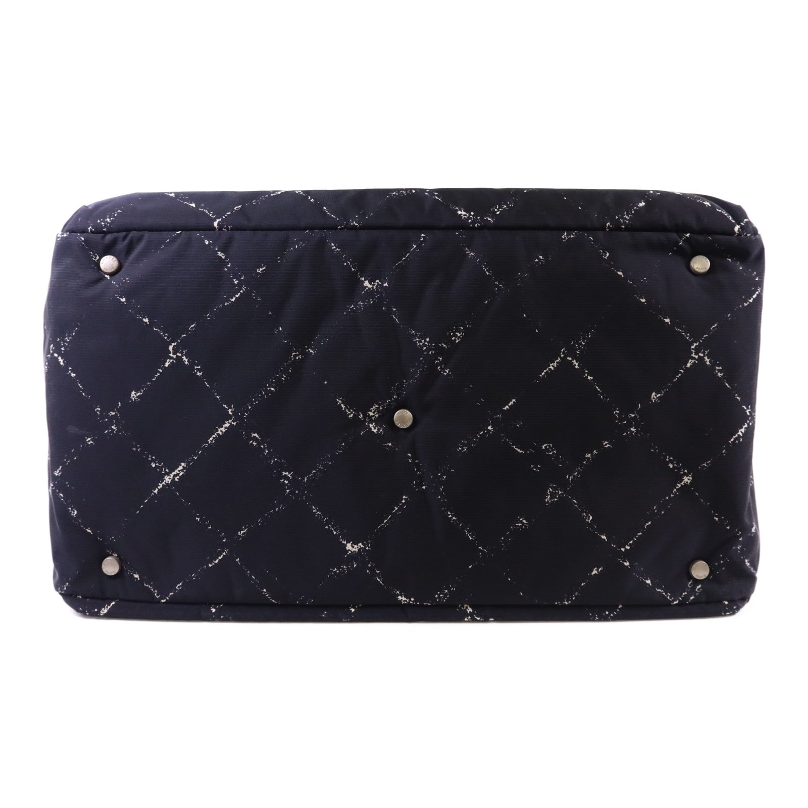 CHANEL 尼龍Travel Line Boston Bag銀扣手挽袋