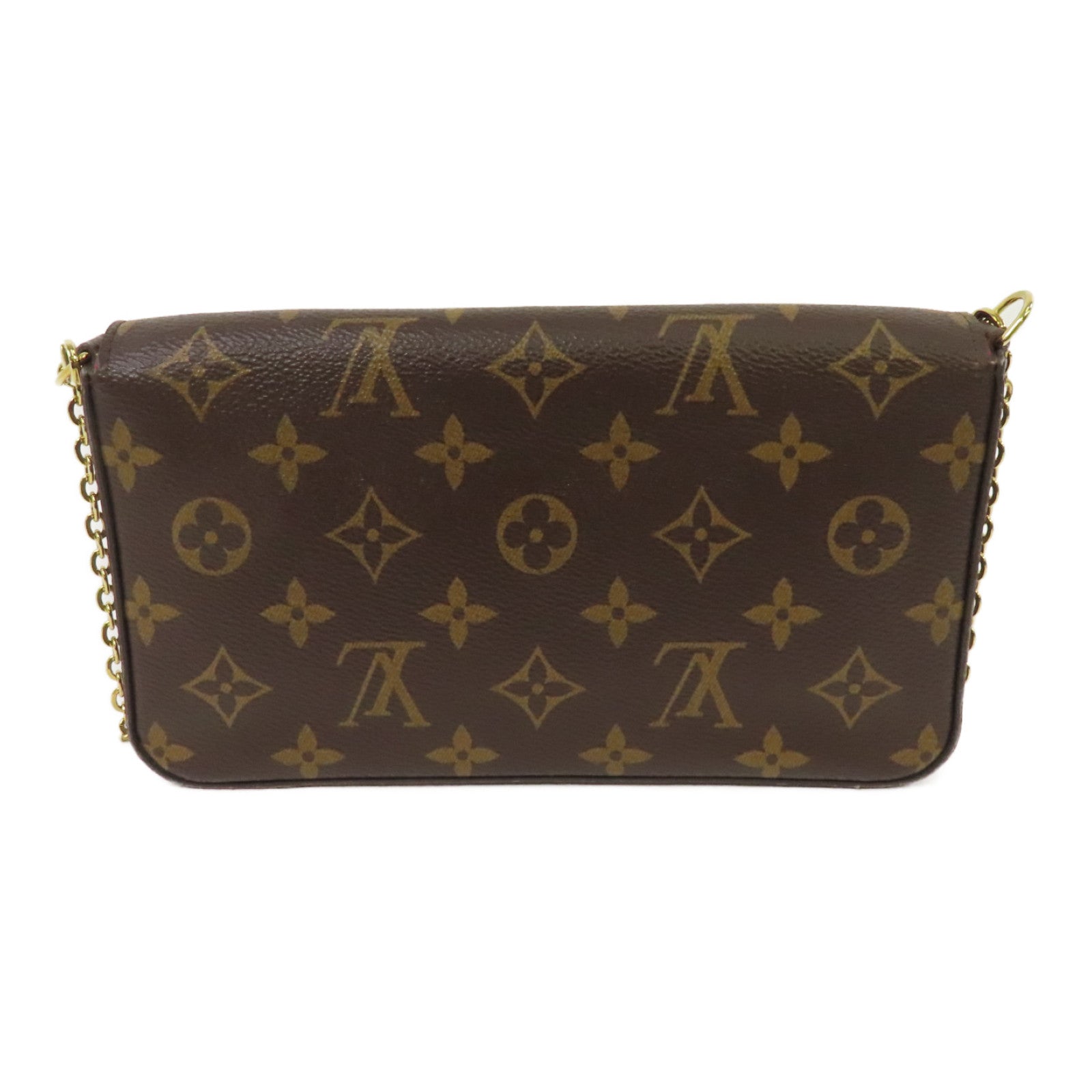 LOUIS VUITTON Monogram Felicie Pochette金扣鏈帶肩背袋棕色